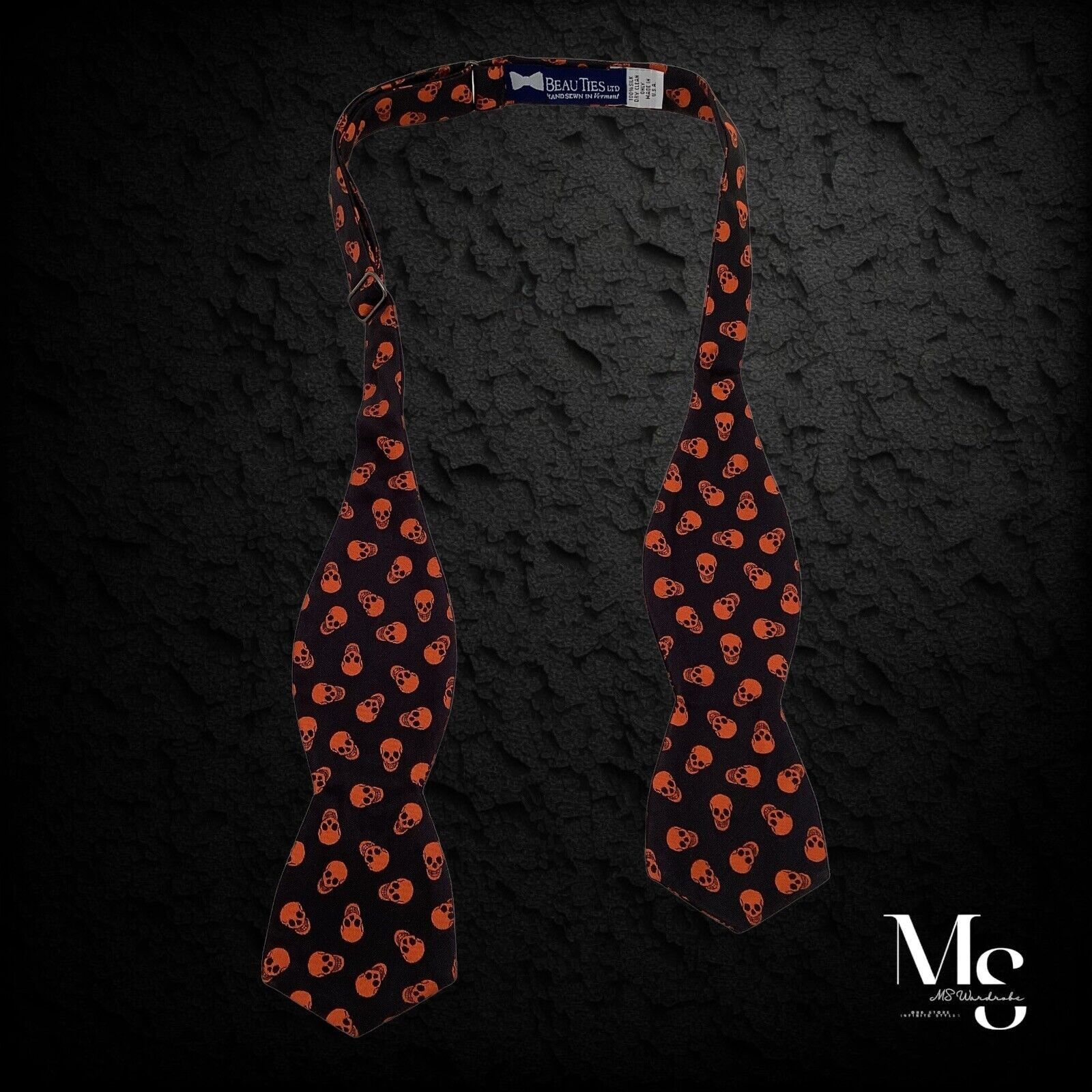Other BEAU TIES Ltd. Black With Orange Skulls Adjus Self Bow Tie S Size ONE SIZE - 1 Thumbnail