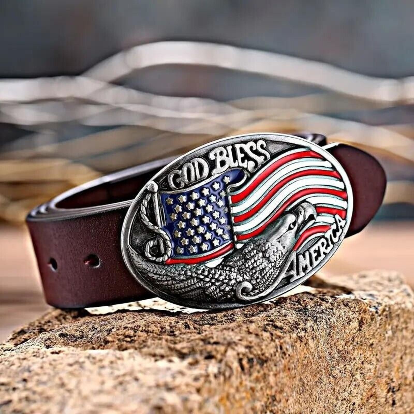 Other Eagle Silvertone Belt Buckle • "God Bless America" Size ONE SIZE - 3 Thumbnail