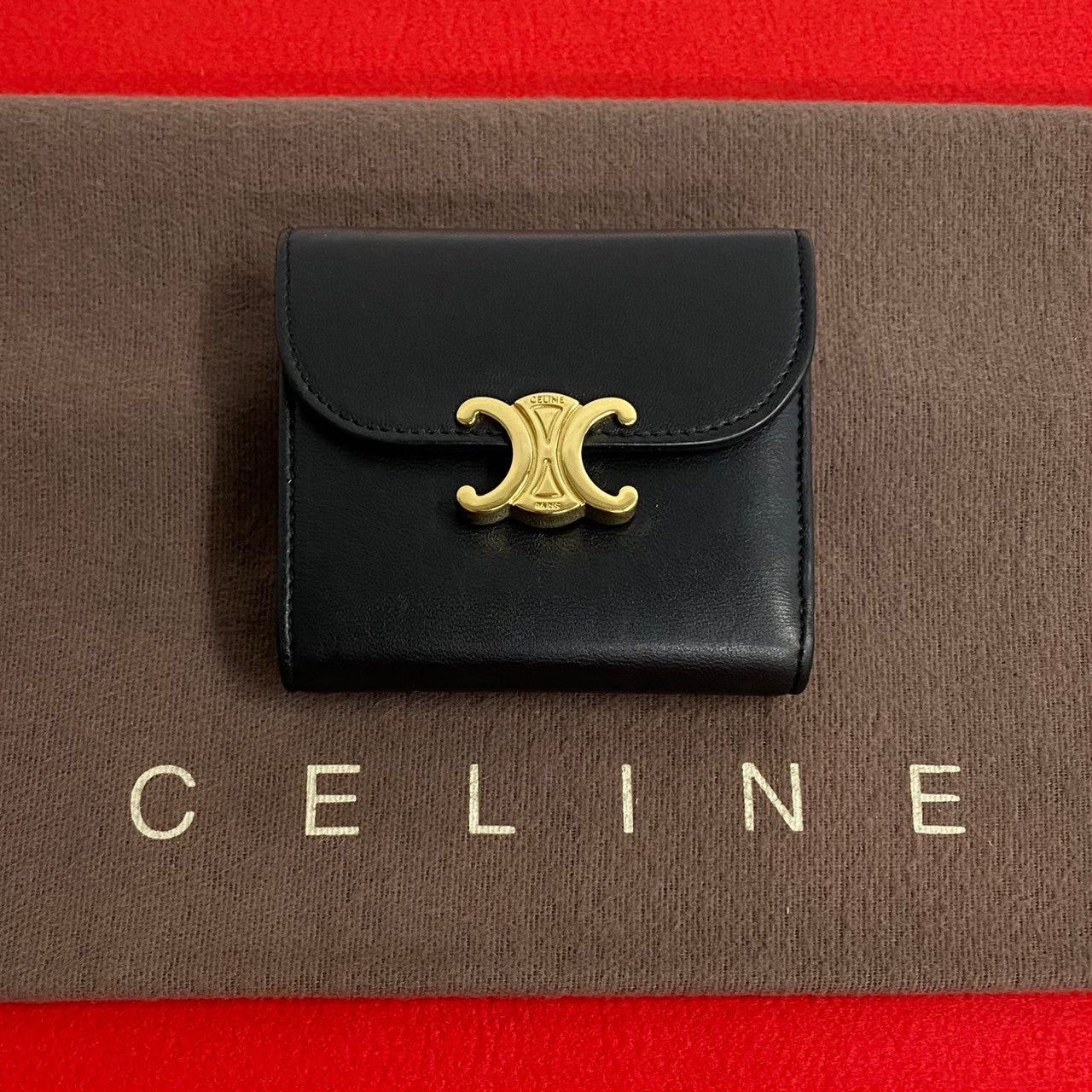 小物 CELINE BILL CLIP WALLET BILL CLIP WALLET IN GRAINED CALFSKIN - BLACK | CELINE