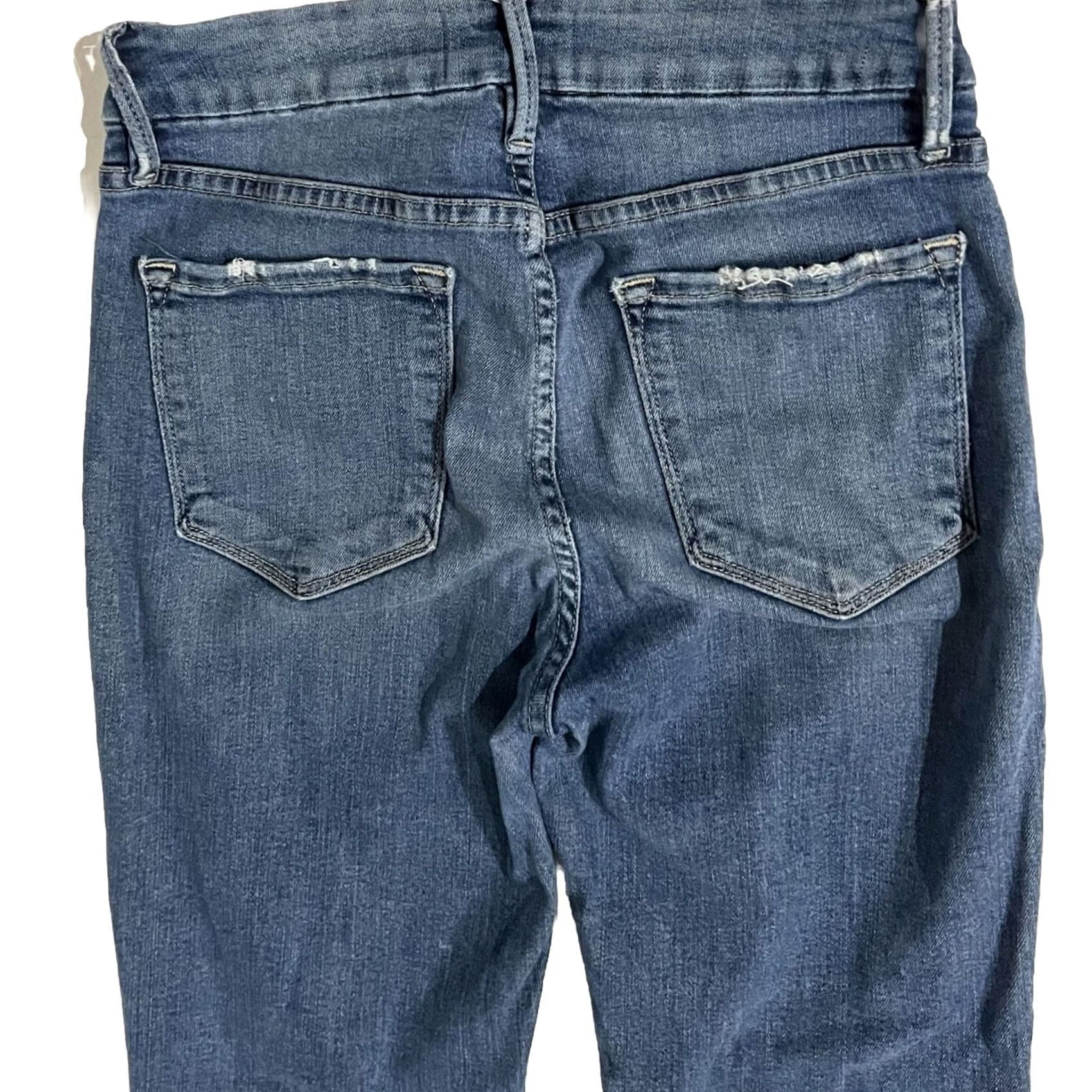 Frame FRAME Denim Le Crop Mini Boot Jeans Blue Raw Hem Stretch Women’s 26 Regular Inseam 26 Modern Vintage: No Size 26" / US 2 / IT 38 - 5 Thumbnail