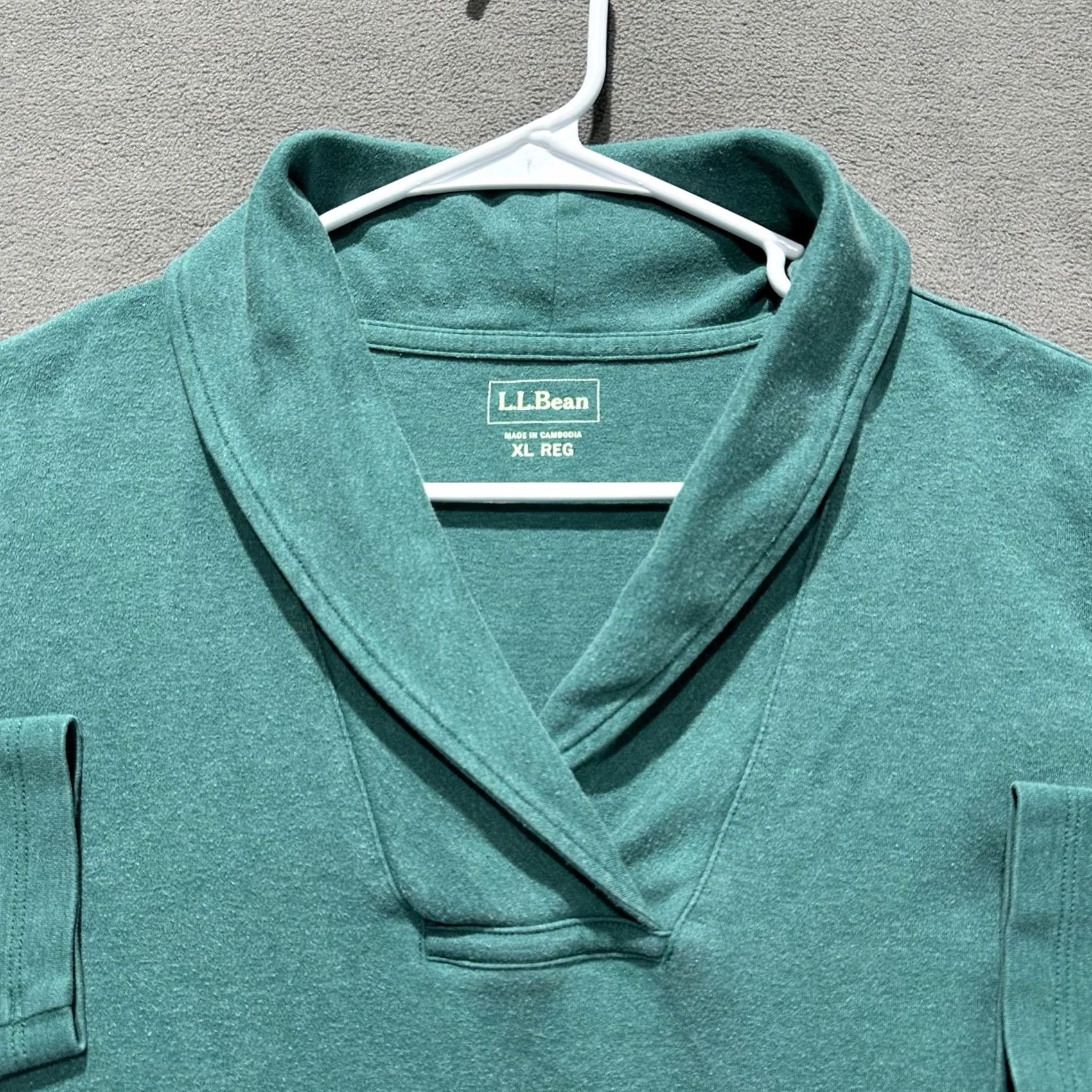 Vintage L.L. Bean Blouse Women's XL Green Long Sleeve Knit Collared Pullover Top EUC Size XL / US 12-14 / IT 48-50 - 3 Thumbnail