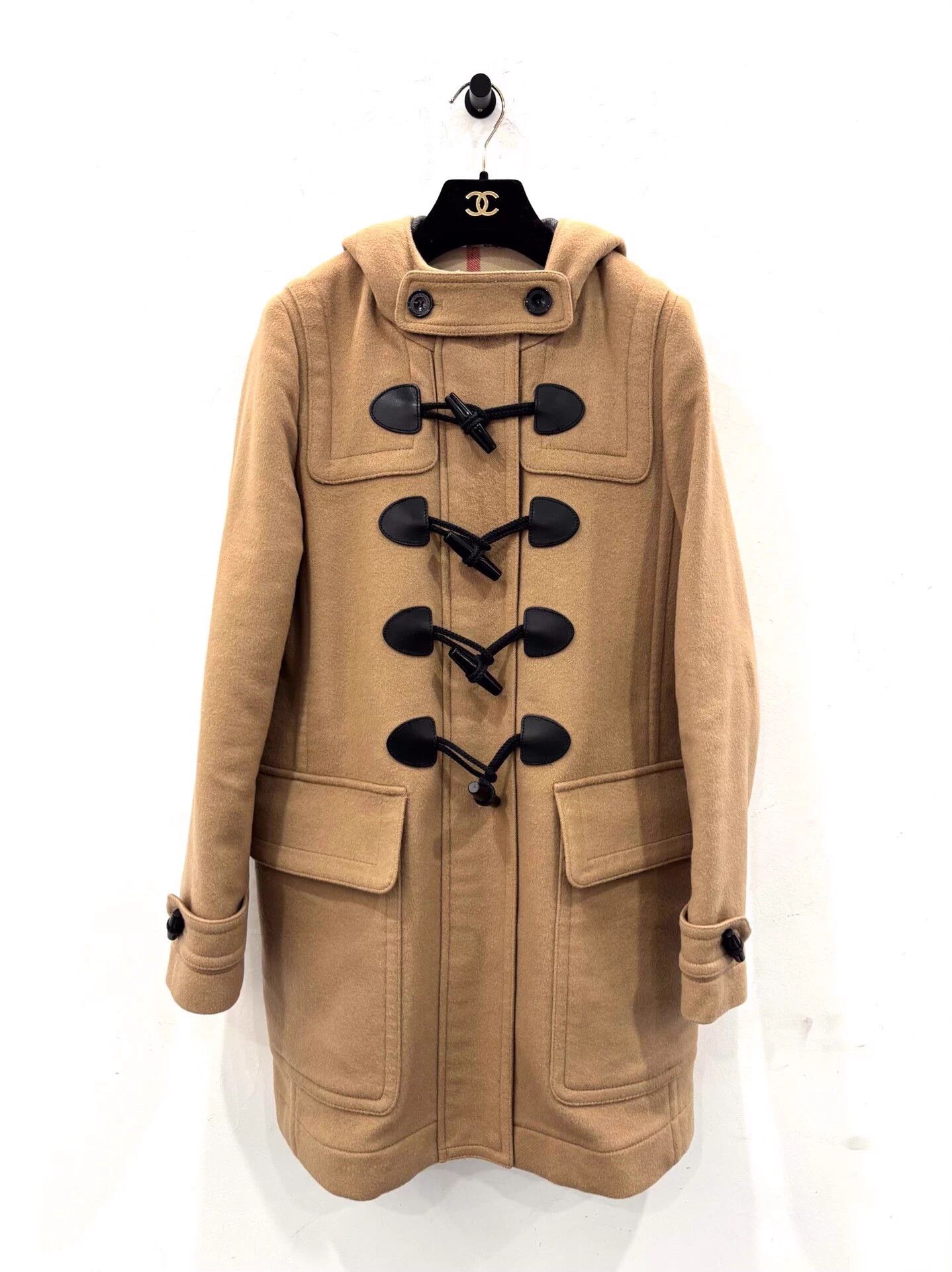 Burberry Burberry Brit Camel Wool Pinstriped Coat UK8 Size S / US 4 / IT 40 - 1 Thumbnail