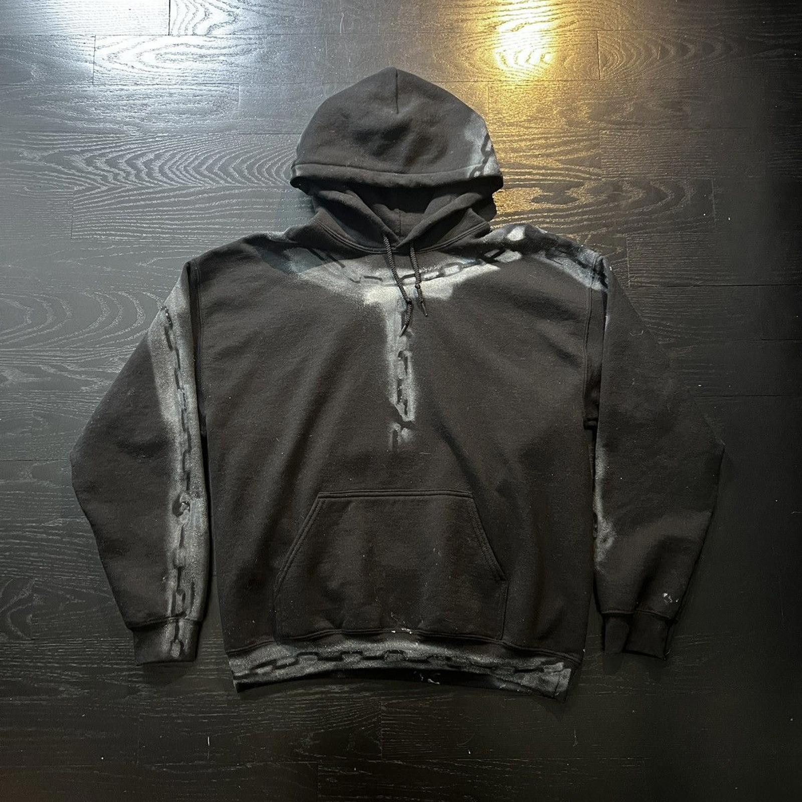Vintage Custom Black Airbrushed/Painted Chainlink Hoodie Size US L / EU 52-54 / 3 - 1 Thumbnail