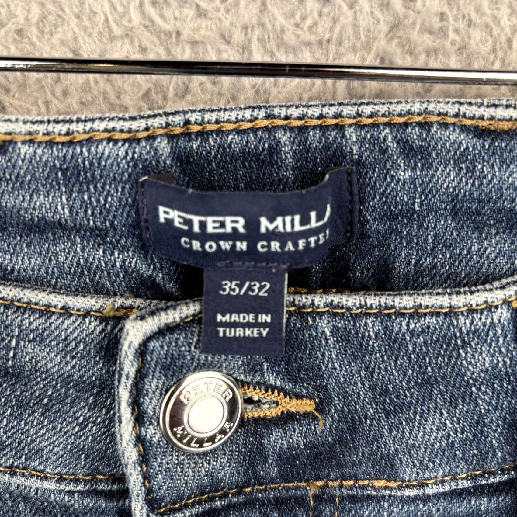 Peter Millar Peter Millar Crown Crafted Denim Jeans Mens 35x32 True Blue Wash Regular Fit 5-Pocket Stretch Cotton Blend Denim Shirt? Size US 35 - 3 Thumbnail