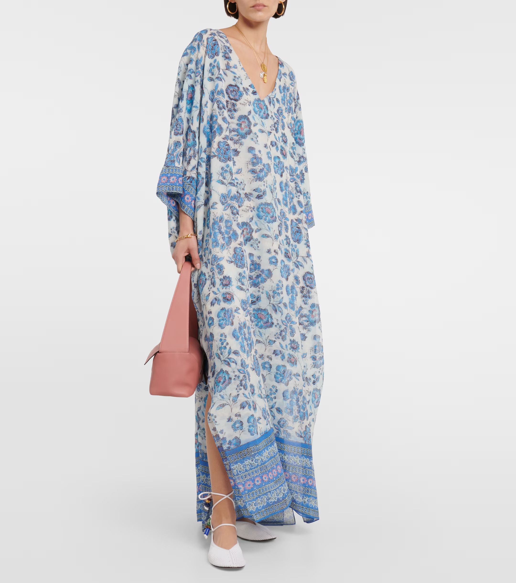 Loro Piana o1srvl11e0824 Cillia Flower Maxi Dress in Multicolor Size XL / US 12-14 / IT 48-50 - 2 Thumbnail