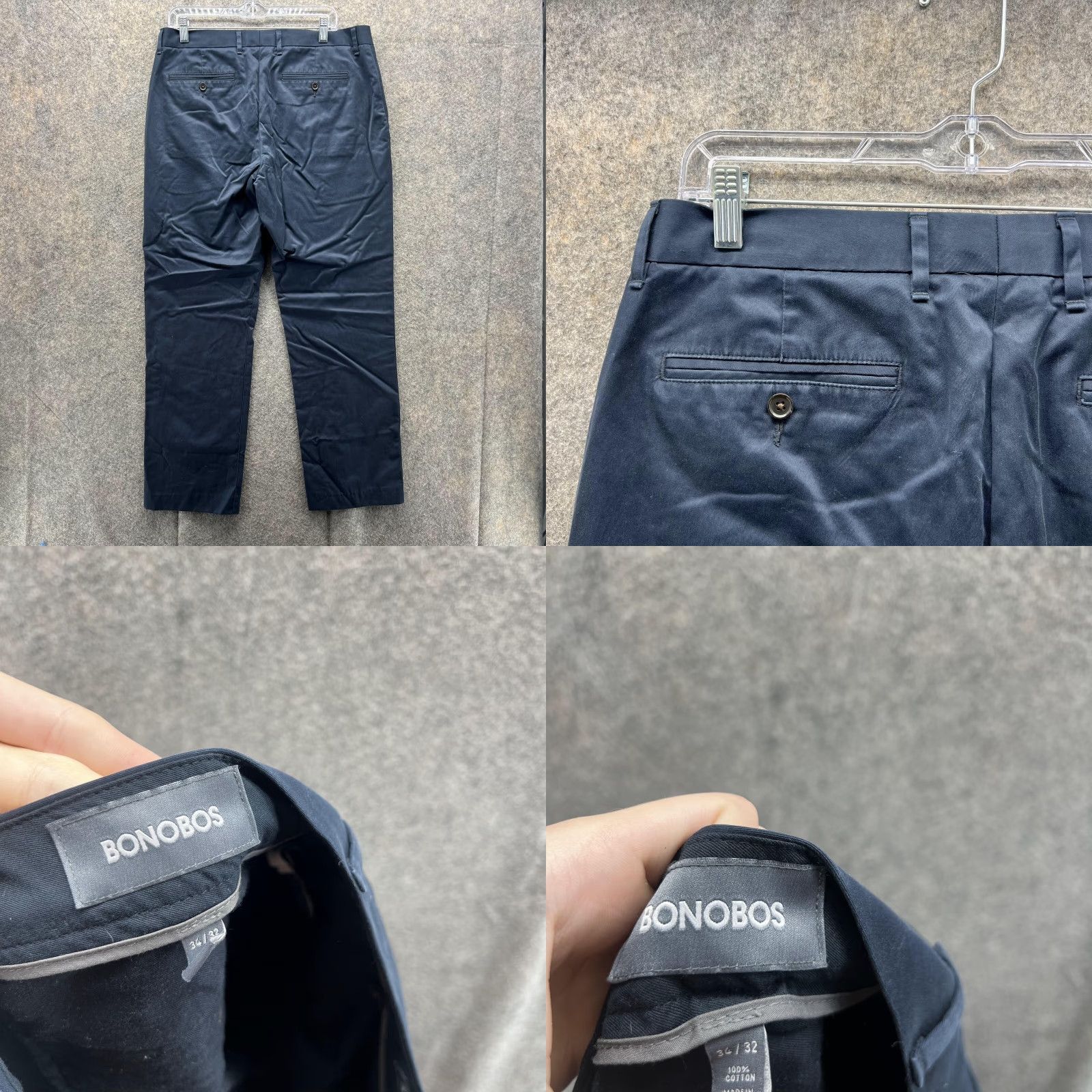 Bonobos Bonobos Pants Men 34x32 Blue Navy Chino Straight Fit Flat Front Casual Workwear 34in Inseam Regular Mens Size US 34 / EU 50 - 8 Thumbnail