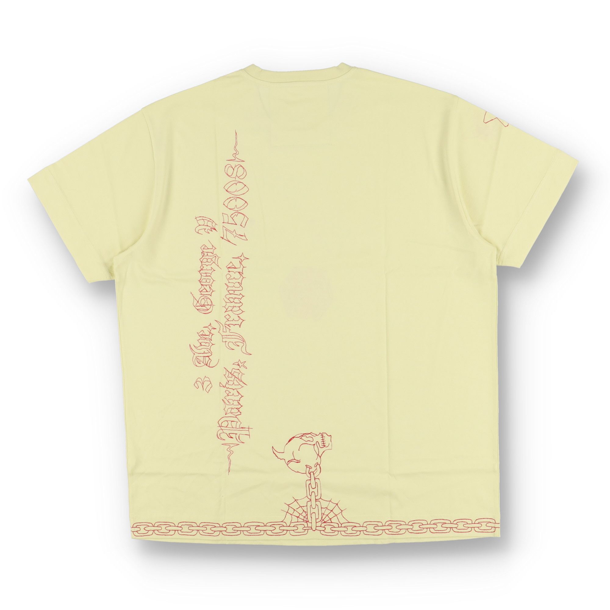 Givenchy Yellow Embroidered Chain Skull Logo Oversized T-Shirt Size US XXS / EU 40 - 7 Thumbnail