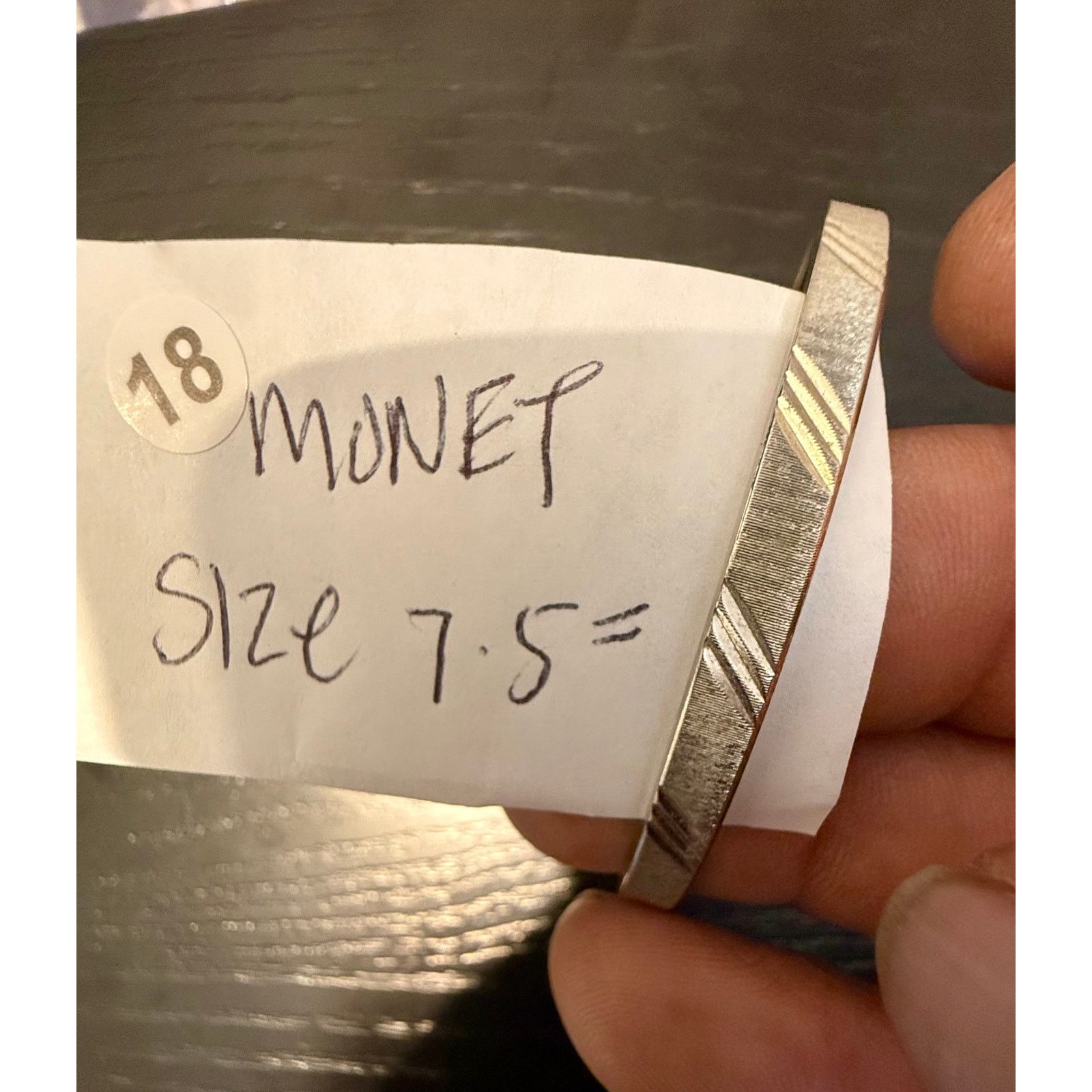 Other Vintage Signed Monet Silver Tone Etched Bangle Bracelet 7.5“ Size ONE SIZE - 6 Thumbnail
