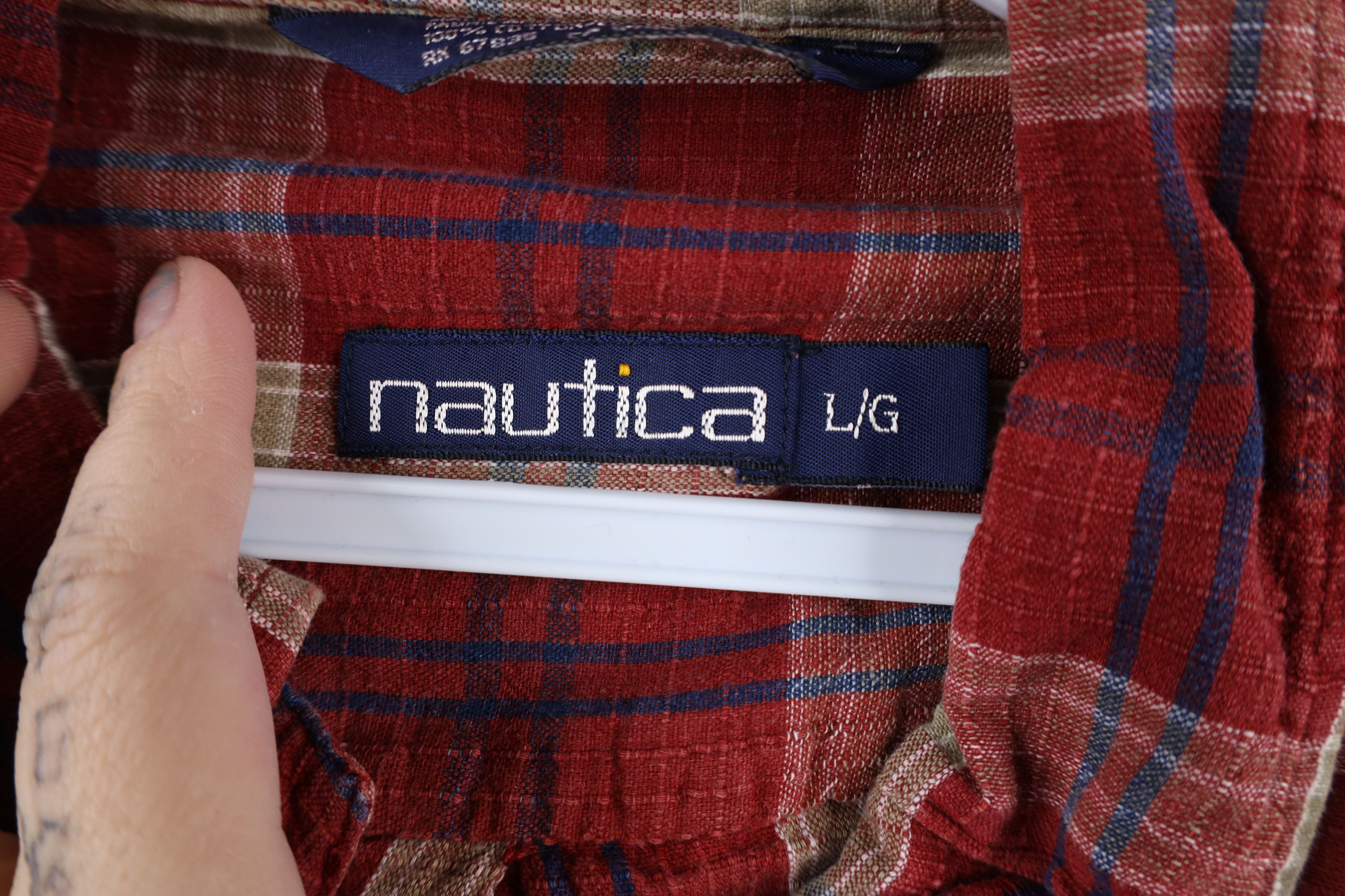 Nautica × Vintage Vintage 90s Nautica Seer Sucker Short Sleeve Button Shirt Size US L / EU 52-54 / 3 - 8 Thumbnail