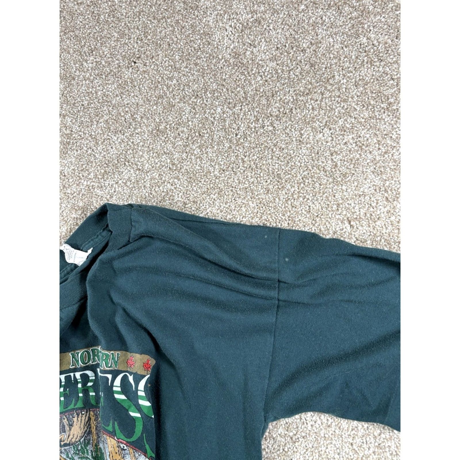 Greats VINTAGE DNS Inc Great Northern Wilderness Canada T-Shirt Mens Green 90s Animal Cartoon Nature Short Sleeve Crew Neck Size L Regular Clip Stain Size US L / EU 52-54 / 3 - 4 Thumbnail
