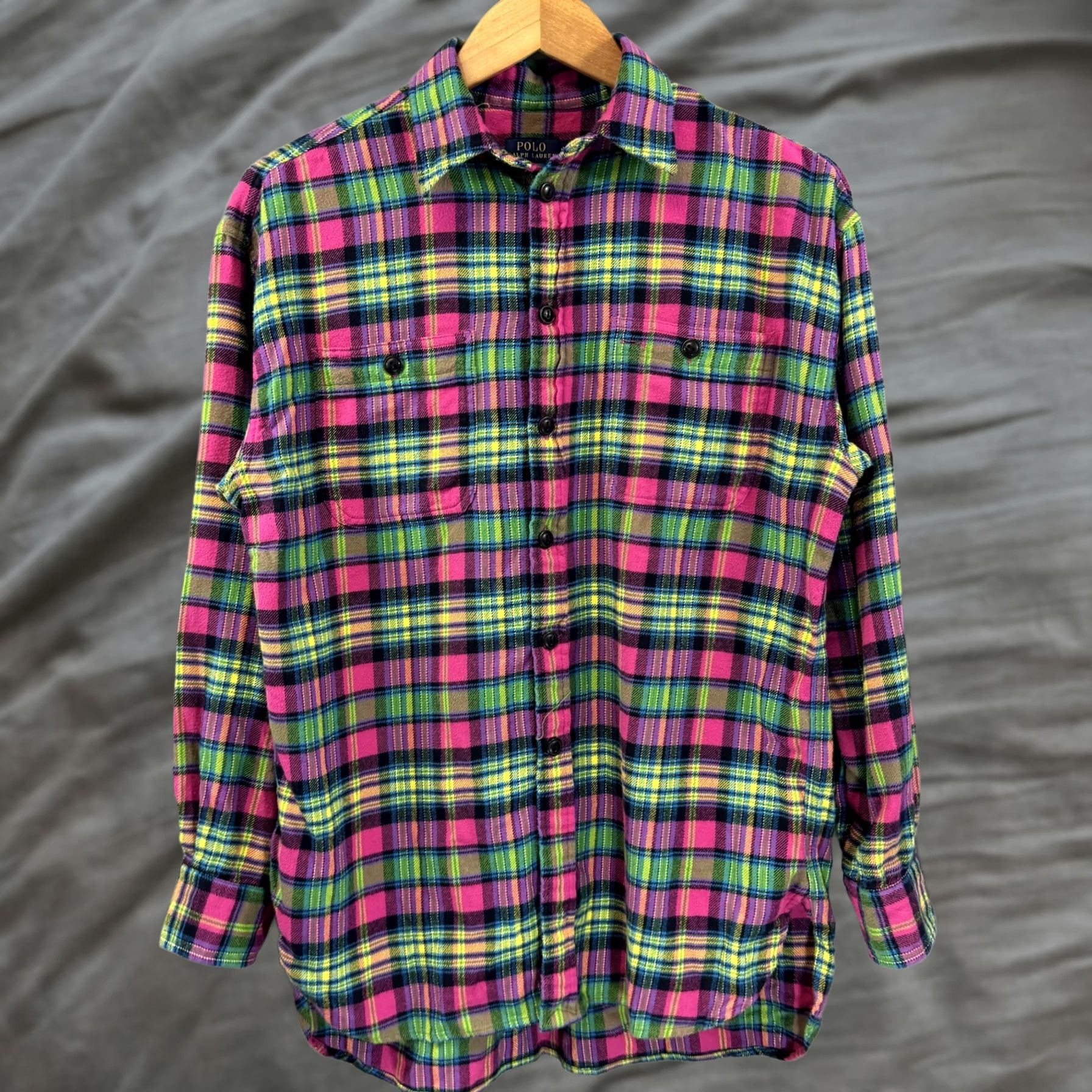 Polo Ralph Lauren Polo Ralph Lauren Shirt Mens Medium Pink Green Plaid Flannel Long Sleeve Cotton Button-Up Casual Size US M / EU 48-50 / 2 - 1 Thumbnail
