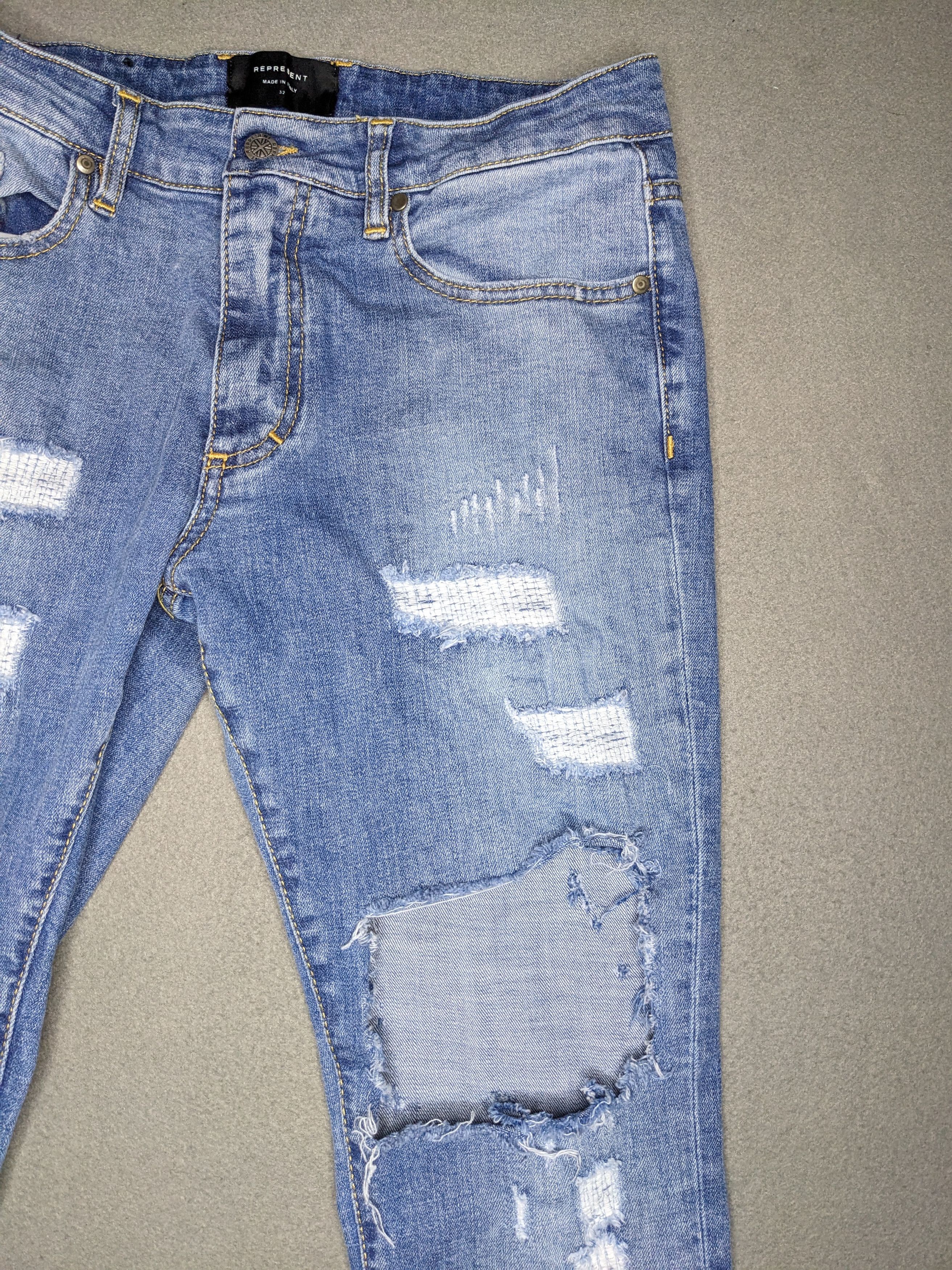 Represent Clo. Represent Repaired Denim 32x30 Distressed Skinny Jeans Italy Size US 32 / EU 48 - 3 Thumbnail