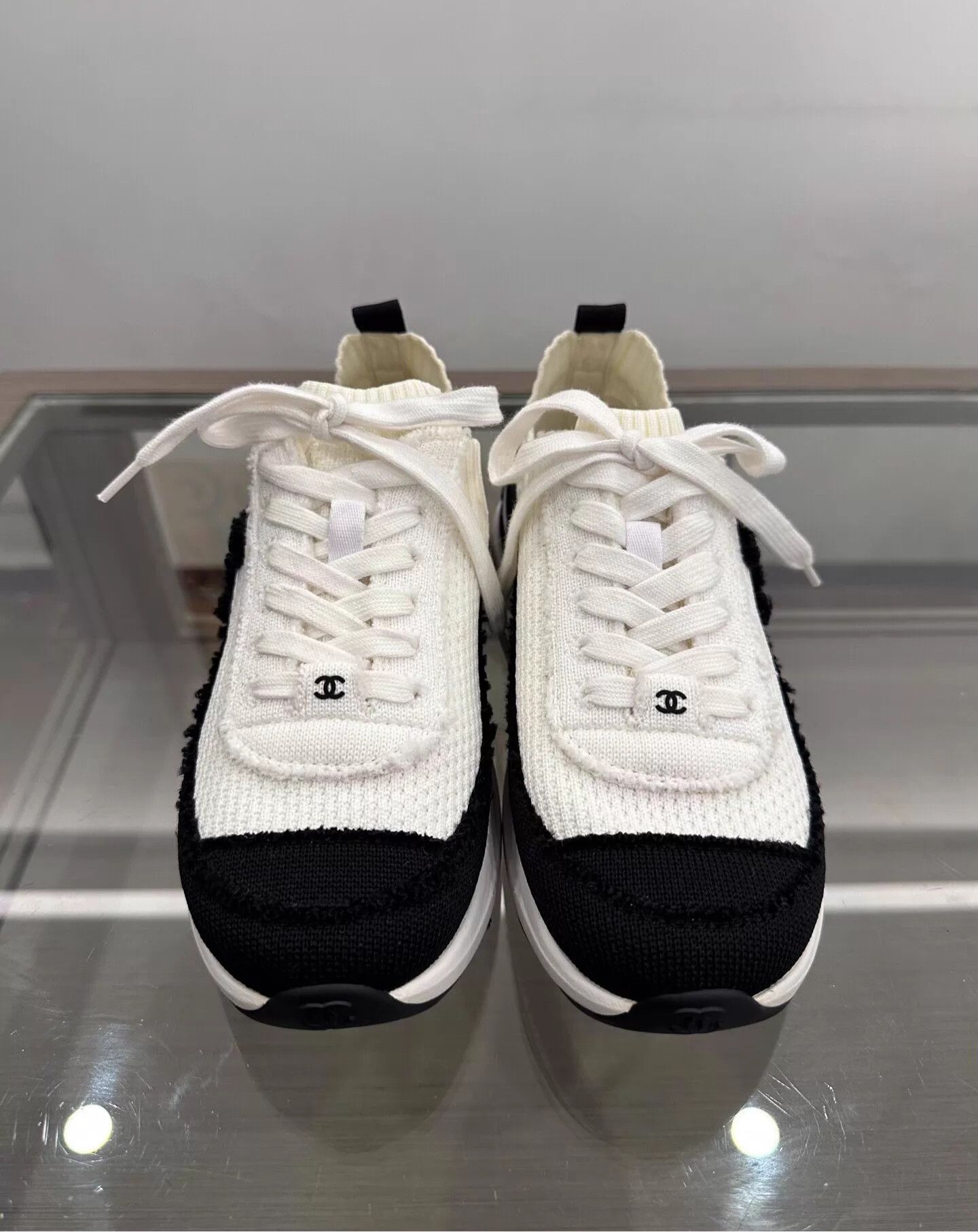 Chanel Chanel Women's Black & White Panda Knit Sock Sneaker Size US 5 / IT 35 - 3 Thumbnail
