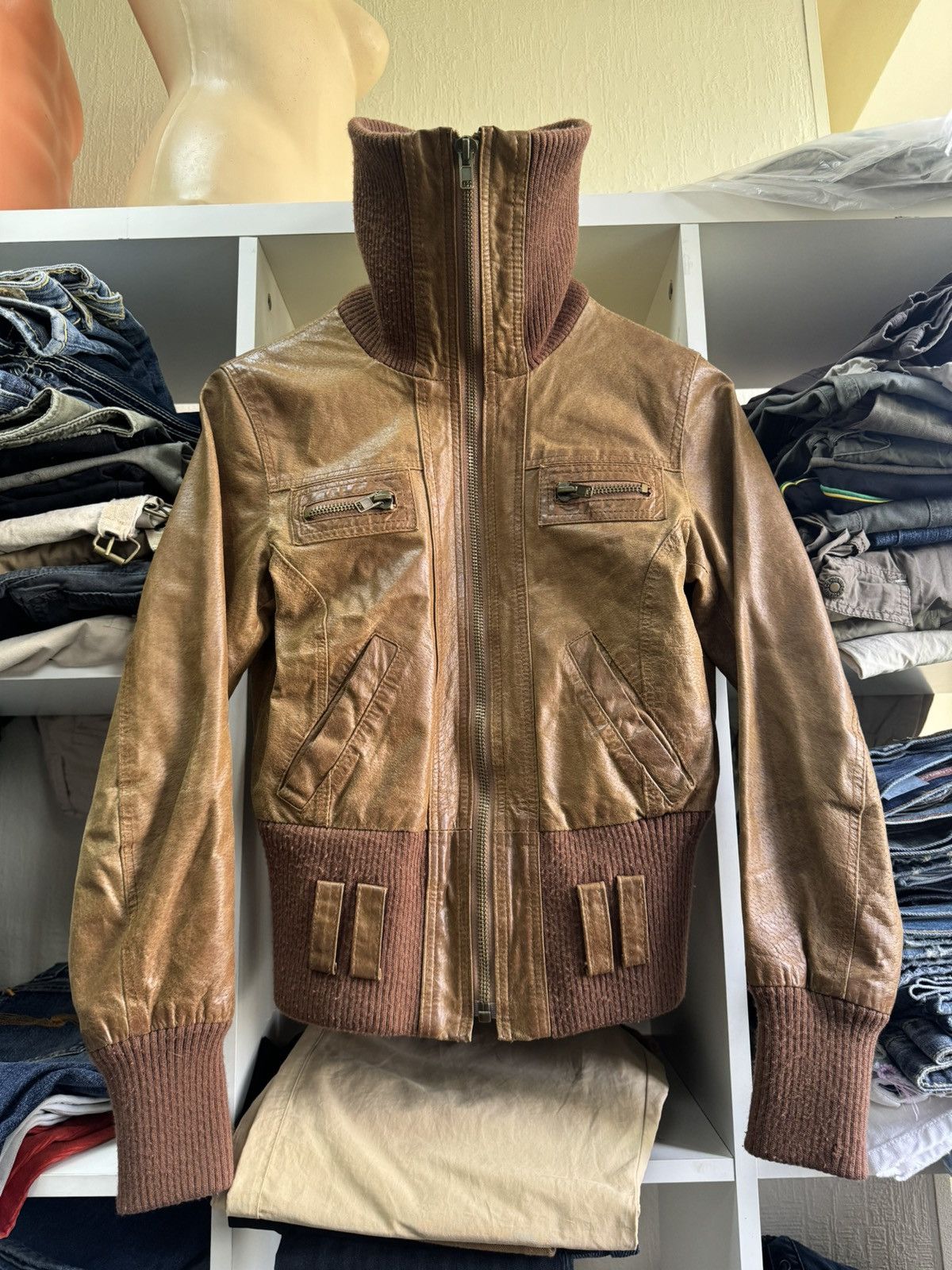 If Six Was Nine × Japanese Brand × Undercover Vintage Leather LGB Goa Fuga Number Nine Style Bomber Size US S / EU 44-46 / 1 - 2 Thumbnail