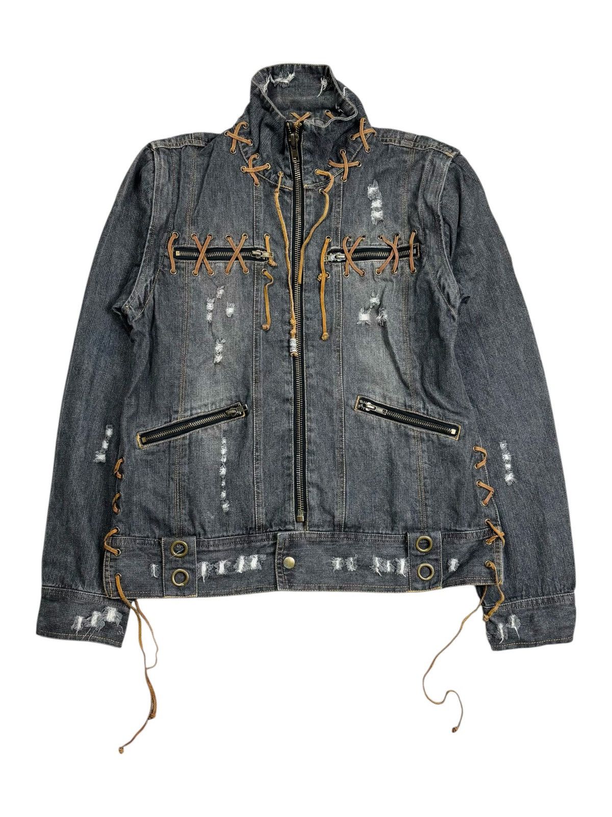 Yasuyuki Ishii 2000s In The Attic - Multilace Rider Denim Jacket Size US M / EU 48-50 / 2 - 2 Thumbnail