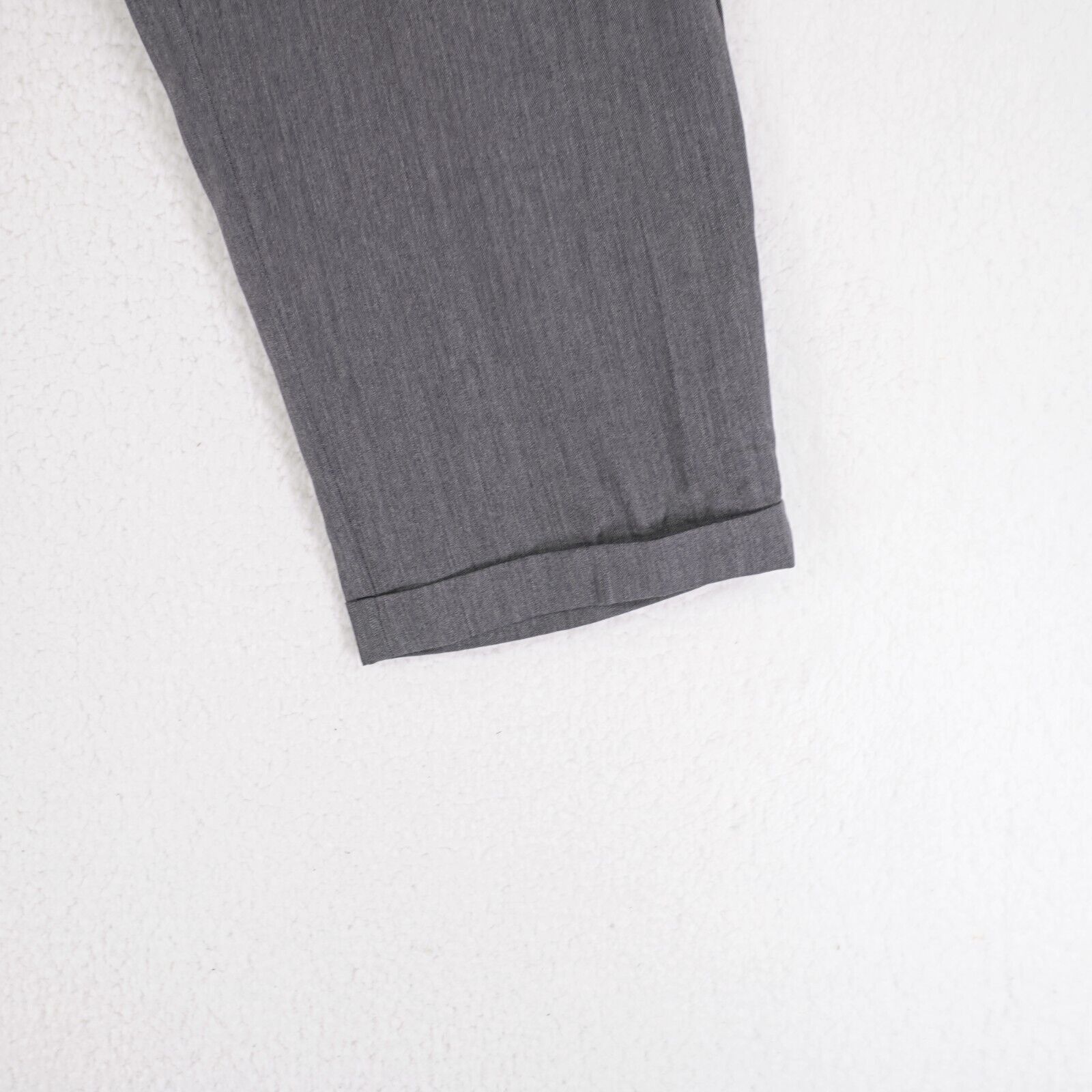 Jos. A. Bank Jos A Bank Wool Gray Herringbone Pleated Cuffed Mid Rise Dre Size 40S - 2 Thumbnail
