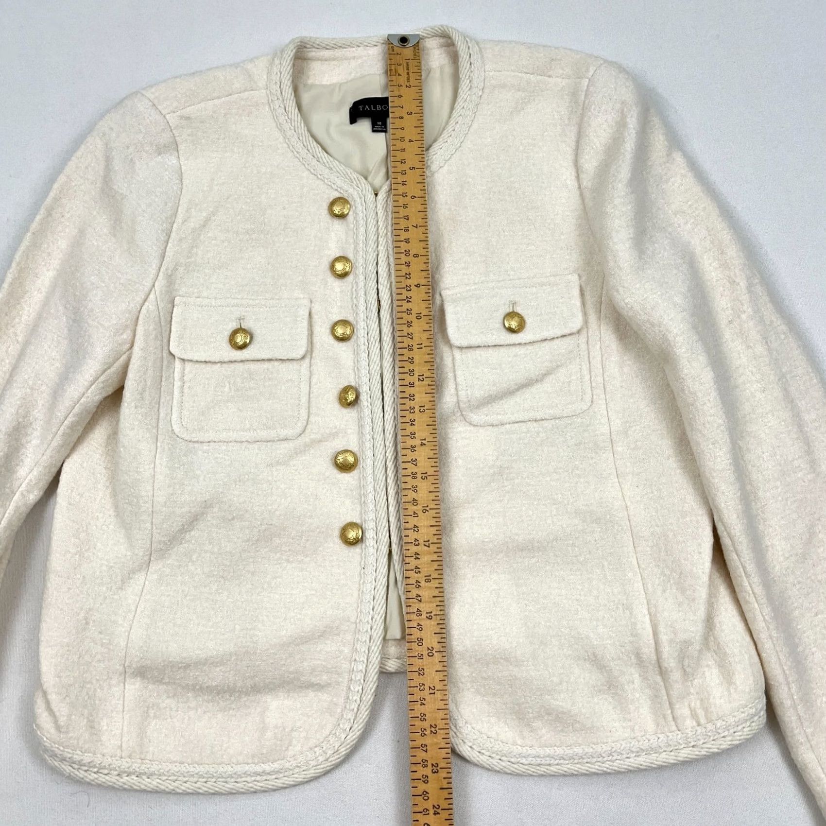 Talbots Talbots Blazer Jacket Womens Size 10 Ivory White Wool Gold Buttons Career Church Websites: N/A Size L / US 10 / IT 46 - 3 Thumbnail