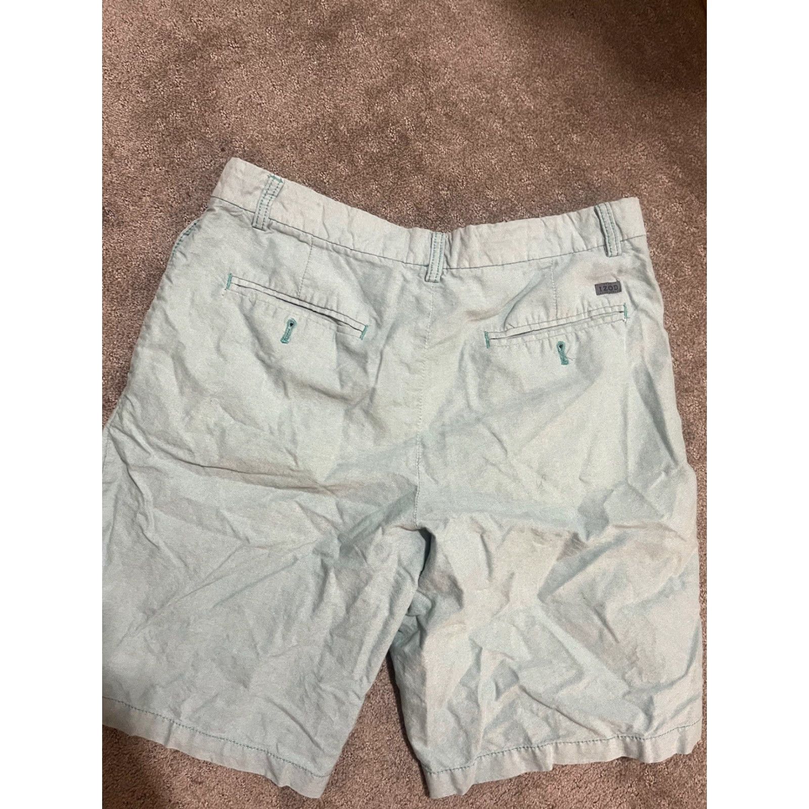Izod IZOD Cargo Shorts Mens Sz 34 Flat Front Chino Blue Solid Cotton Regular Inseam 9in Belt Loops casual (Adult) Mens Size US 34 / EU 50 - 2 Thumbnail