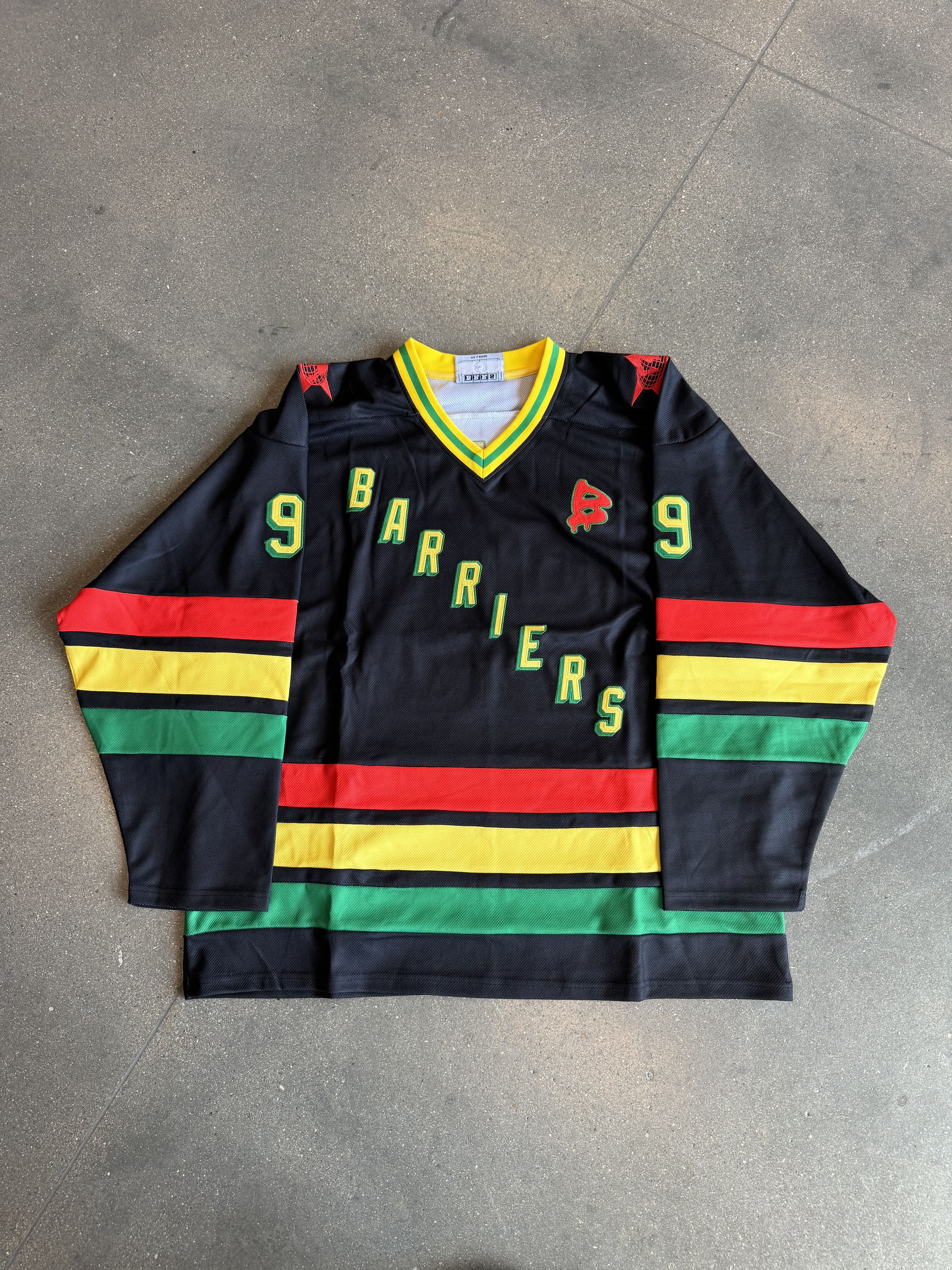 image of Barriers Hockey Jersey Rasta in Black, Men's (Size 2XL)