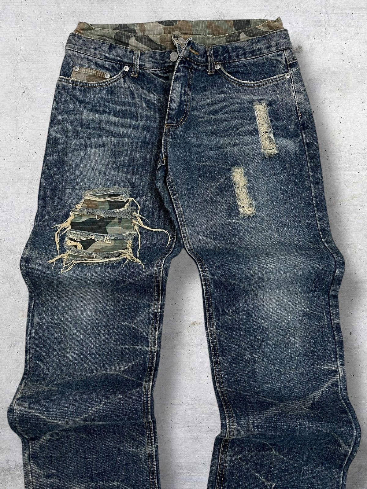 Japanese Brand VINTAGE ATTACHTMENT 90S JAPAN DOUBLE WAIST ARMY RIPPED DENIM Size US 30 / EU 46 - 4 Thumbnail