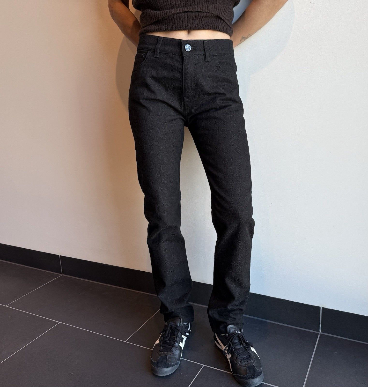 Louis Vuitton Louis Vuitton Slim Black Mongram mens Jeans Size 27 Size US 27 - 1 Thumbnail