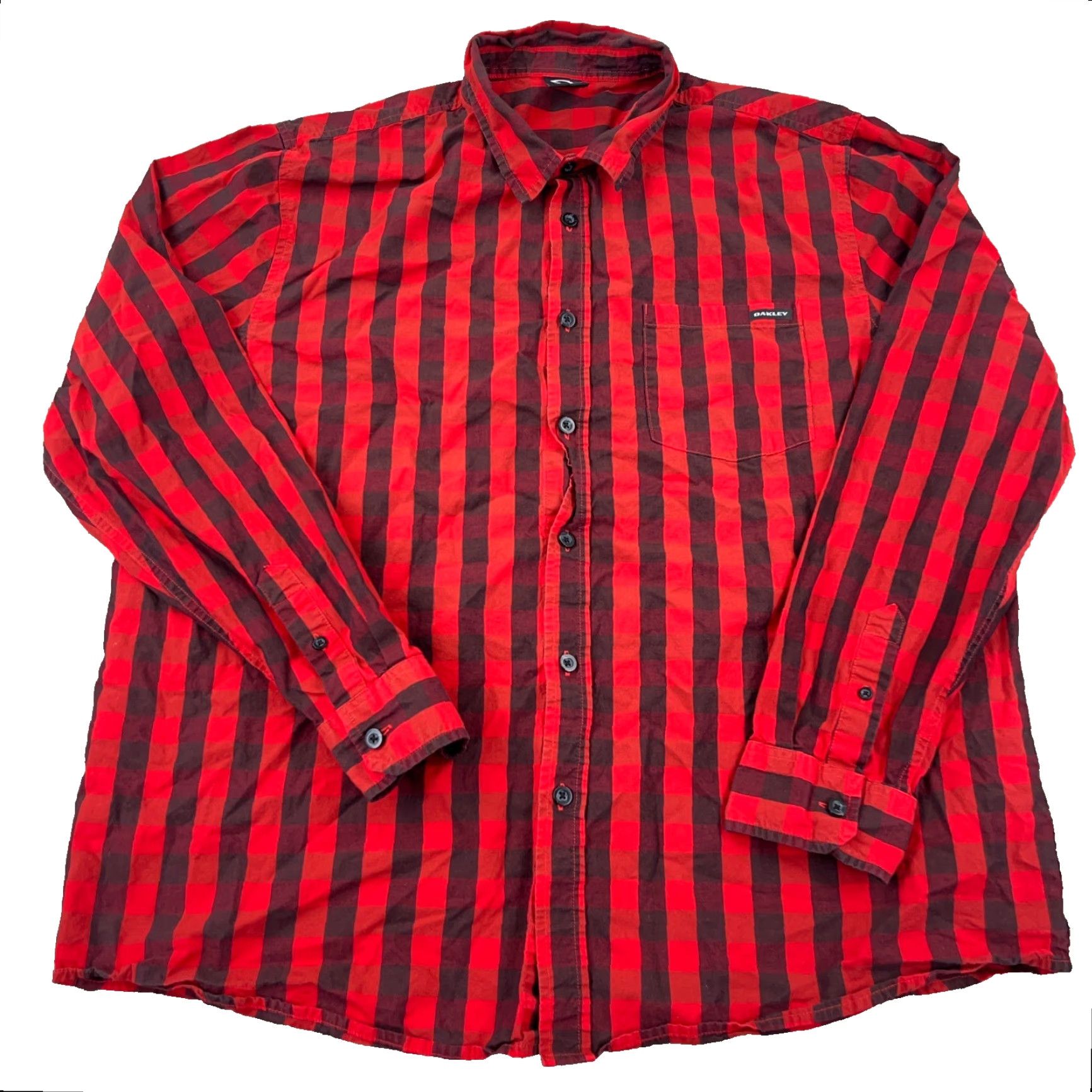 Oakley Oakley Button-Up Shirt Men 2XL Gray Black Plaid Regular Fit Casual Outdoor Size 48R - 2 Thumbnail