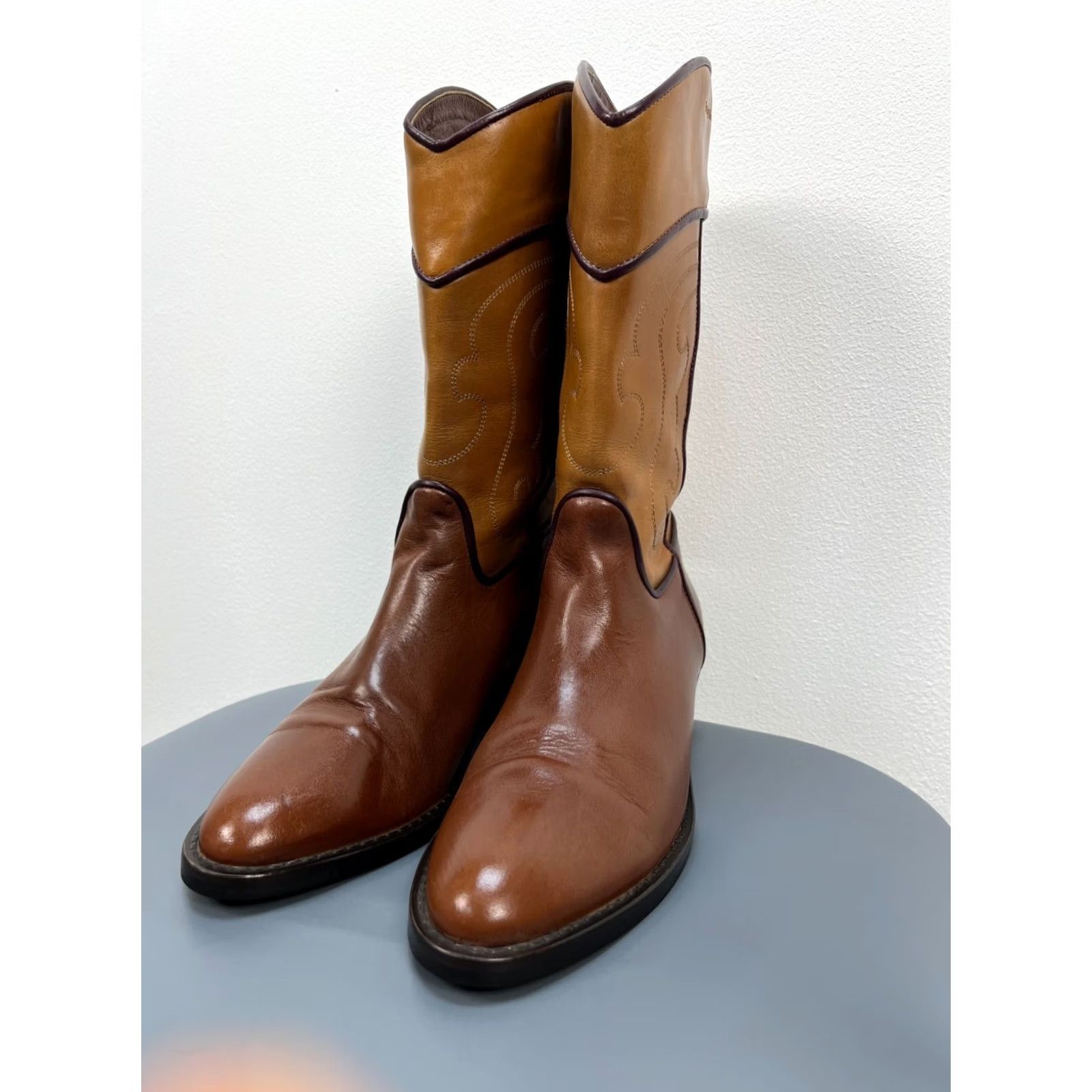 Vintage See By Chloé Brown Leather Boots Western Style Cowboy Size 37 - Boots, Western, Leather, See By Chloé Women, Brown Size US 4 / IT 34 - 6 Thumbnail