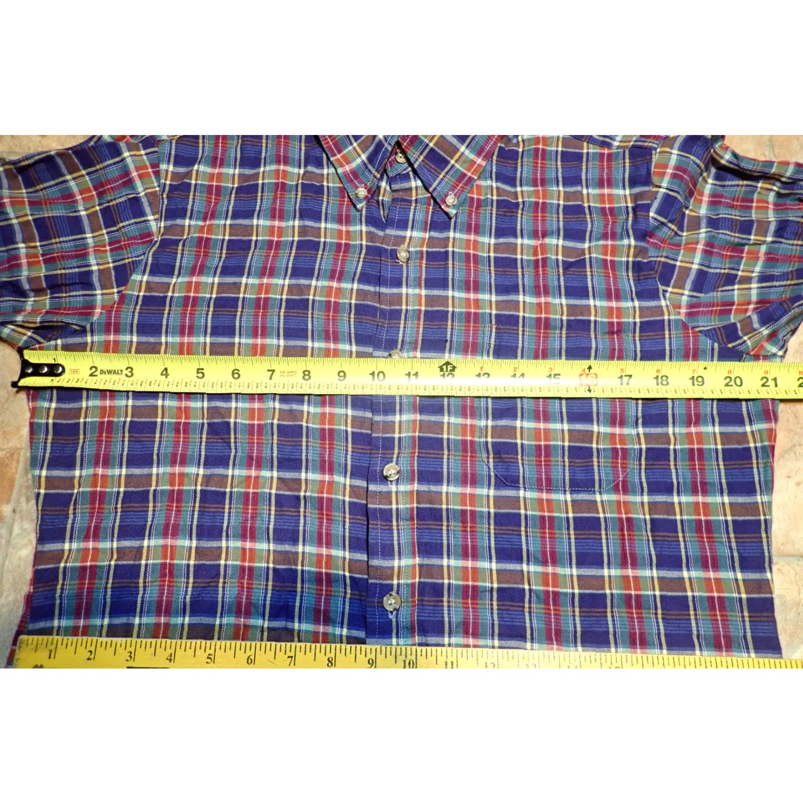Arrow VINTAGE Arrow Mens Plaid Button Shirt Adult Medium Long Sleeve Cotton Navy Green Red 60s Retro Classic Casual Size US M / EU 48-50 / 2 - 5 Thumbnail
