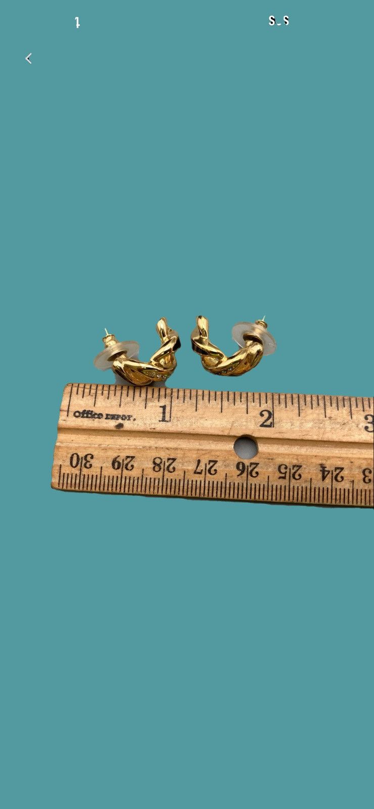 Dior Christian Dior Vintage Earrings – Gold Black hoop Rhinestone Size ONE SIZE - 3 Thumbnail