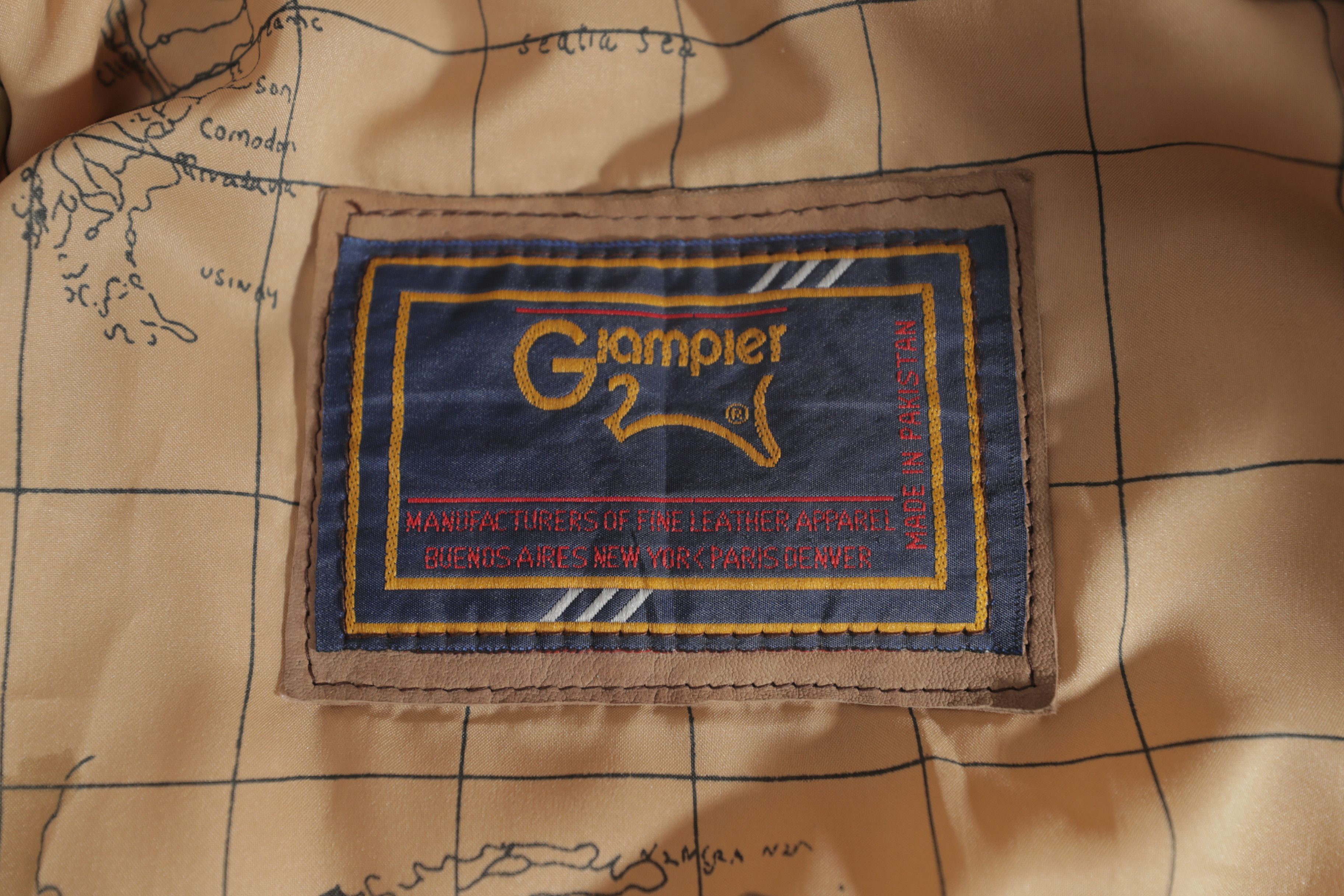 Vintage Giampier Flag Lined Tan Leather Vintage Jacket (XL) Size US XL / EU 56 / 4 - 13 Thumbnail