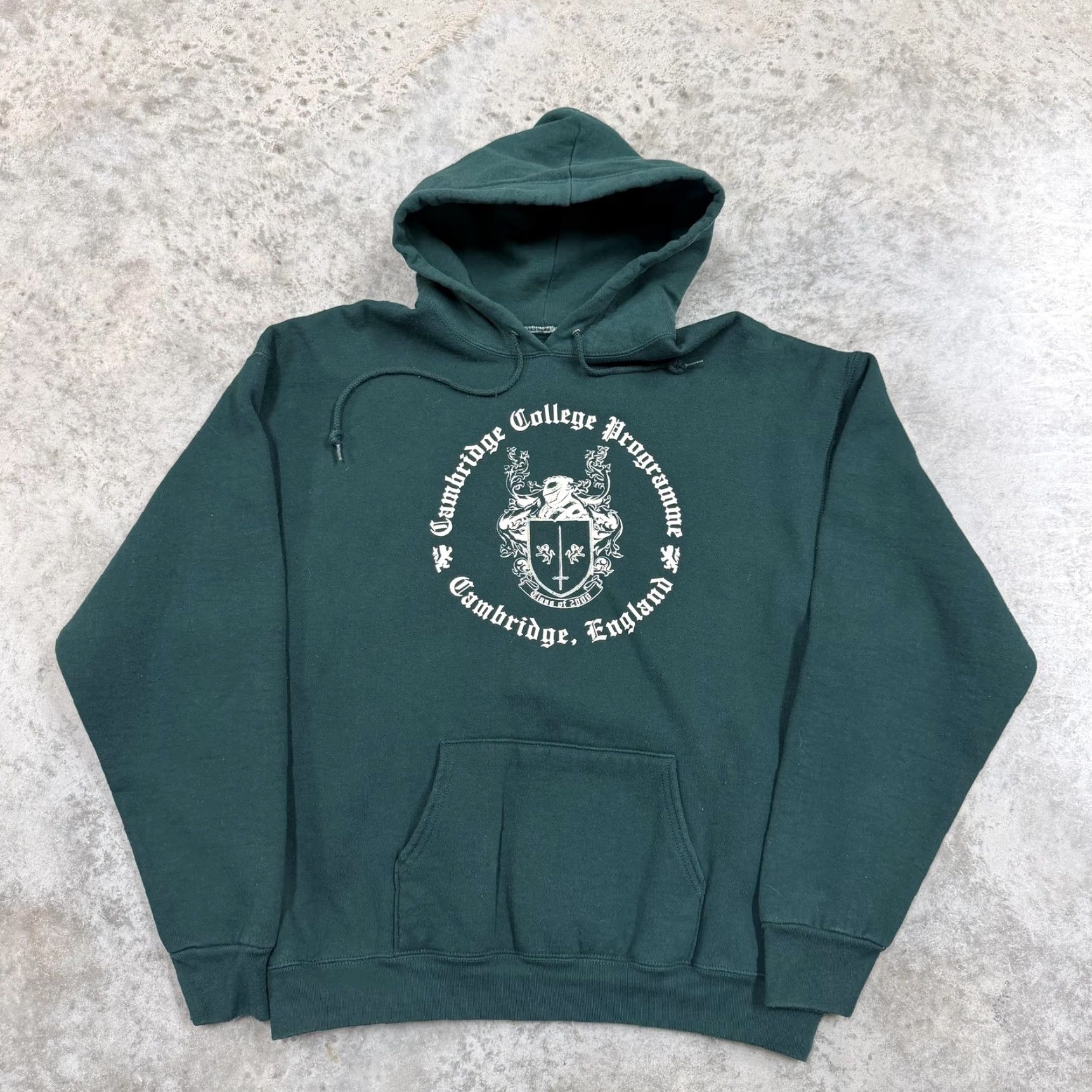 Vintage VINTAGE Cambridge College Hoodie Sweatshirt Mens XL Green England 90s university Size US XL / EU 56 / 4 - 2 Thumbnail