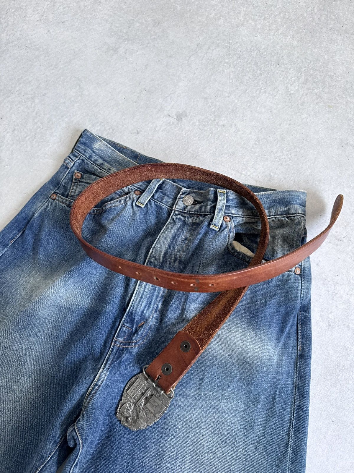 Harley Davidson Vintage Harley Davidson Leather Archive Metal Belt Moto USA Size ONE SIZE - 7 Thumbnail