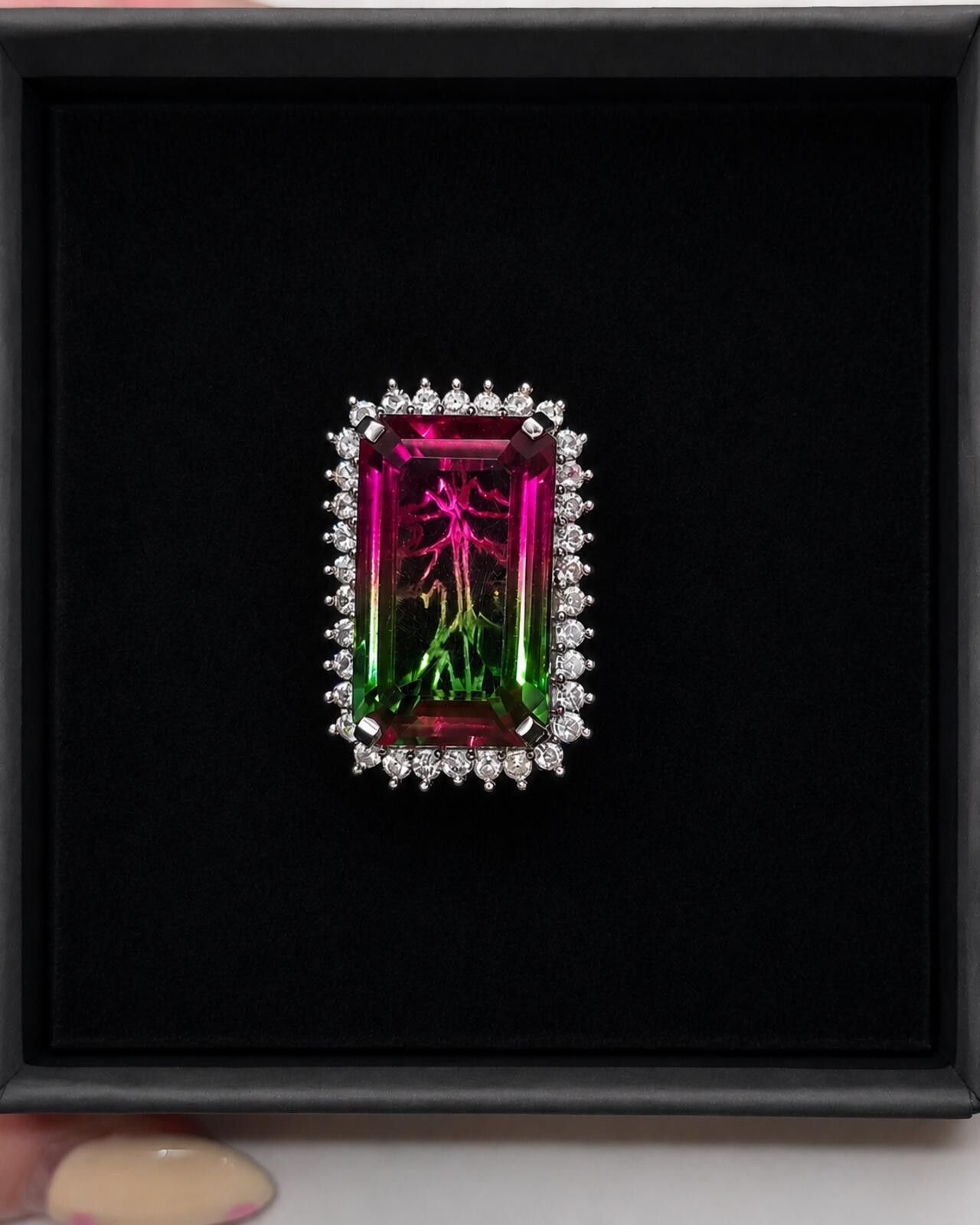 Other 925 Ring with Platinum Overlay and watermelon opal Size ONE SIZE - 1 Thumbnail
