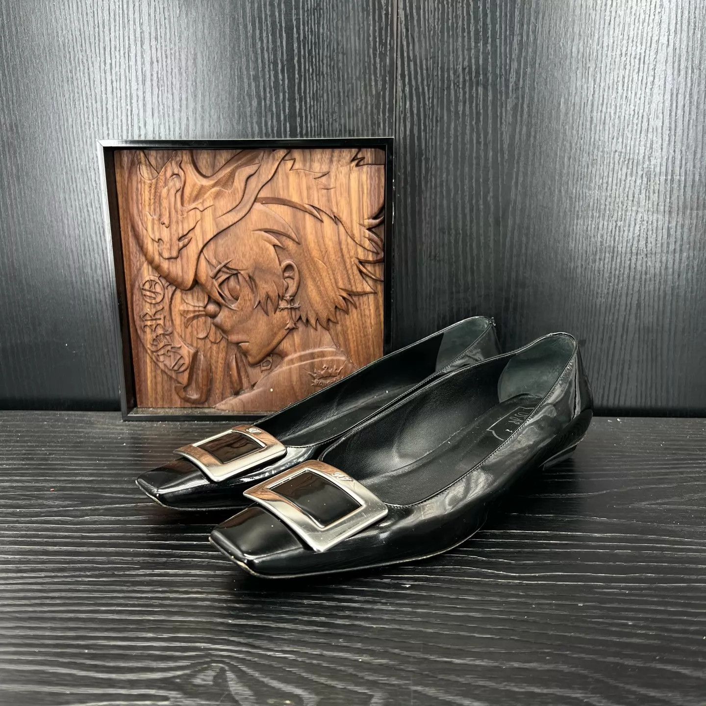 Roger Vivier RV low heel square toe pumps black silver size 40 Size US 11.5 / IT 41.5 - 1 Thumbnail