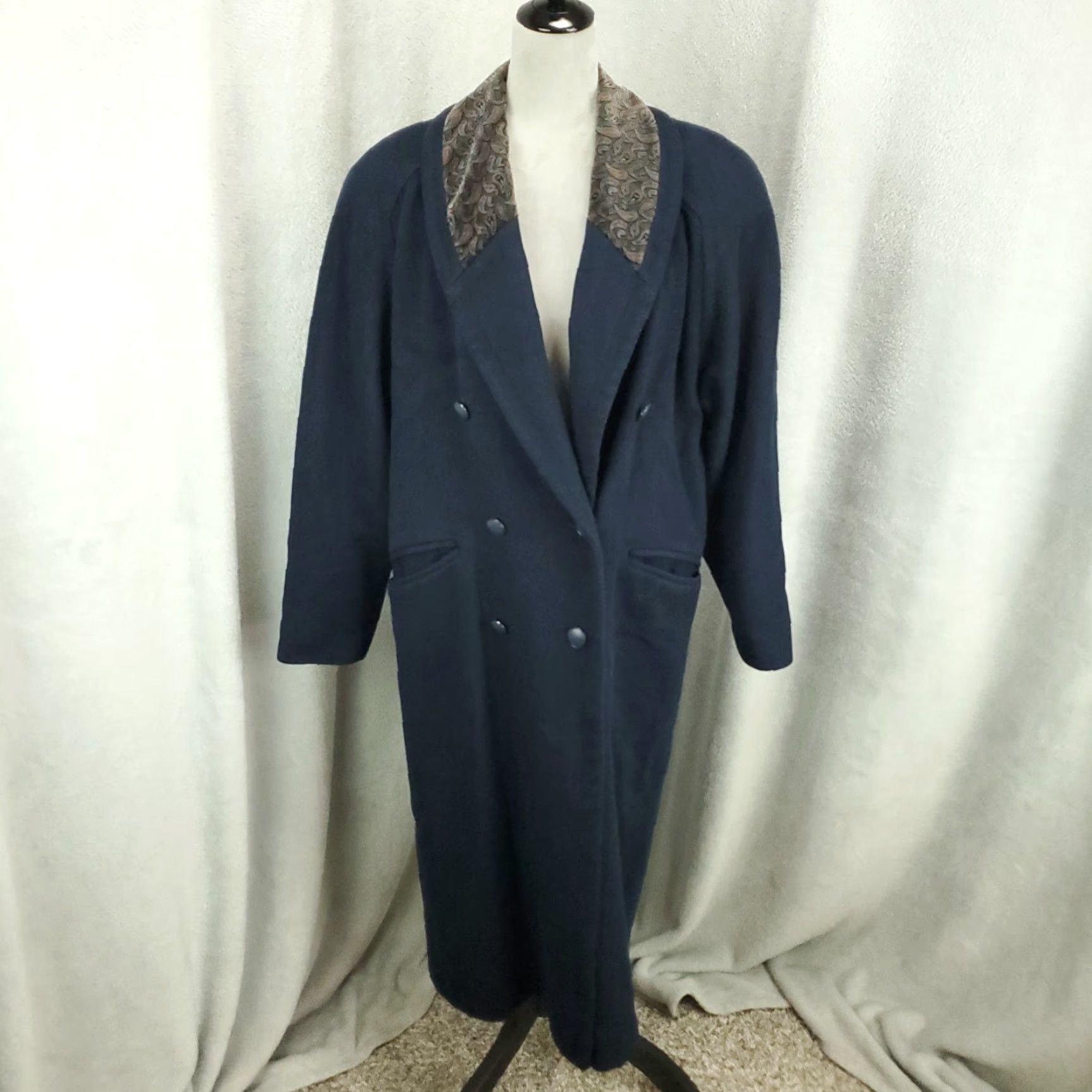 Vintage VINTAGE Donnybrook Trench Coat Womens 8 Navy Longline Button Up Wool Blue Lined USA Made Coat Womens Size M / US 6-8 / IT 42-44 - 2 Thumbnail