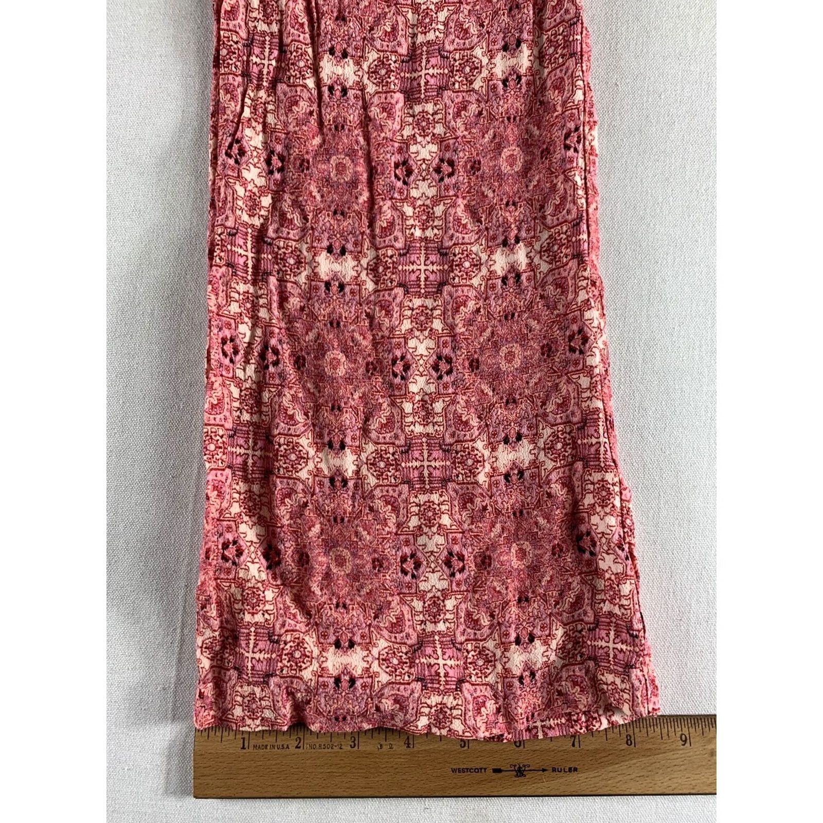 For Love & Lemons FOR LOVE AND LEMONS Pants Women XS Red Paisley Rayon Lightweight Dress Pants Size 26" / US 2 / IT 38 - 3 Thumbnail