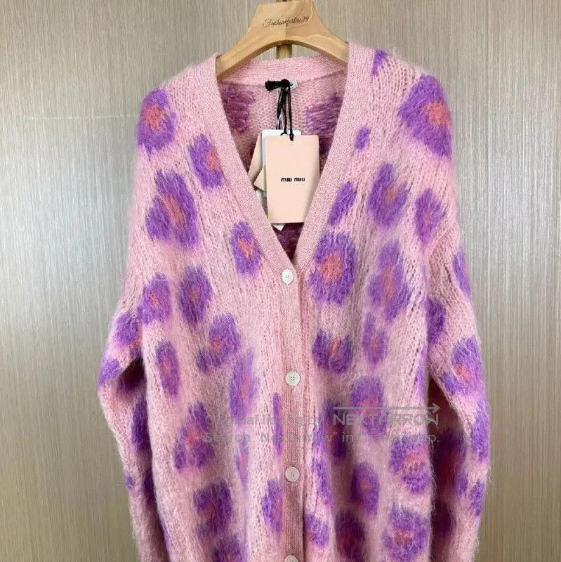 Miu Miu Miu Miu Color Block Mohair Cardigan for Women . Size L / US 10 / IT 46 - 1 Thumbnail