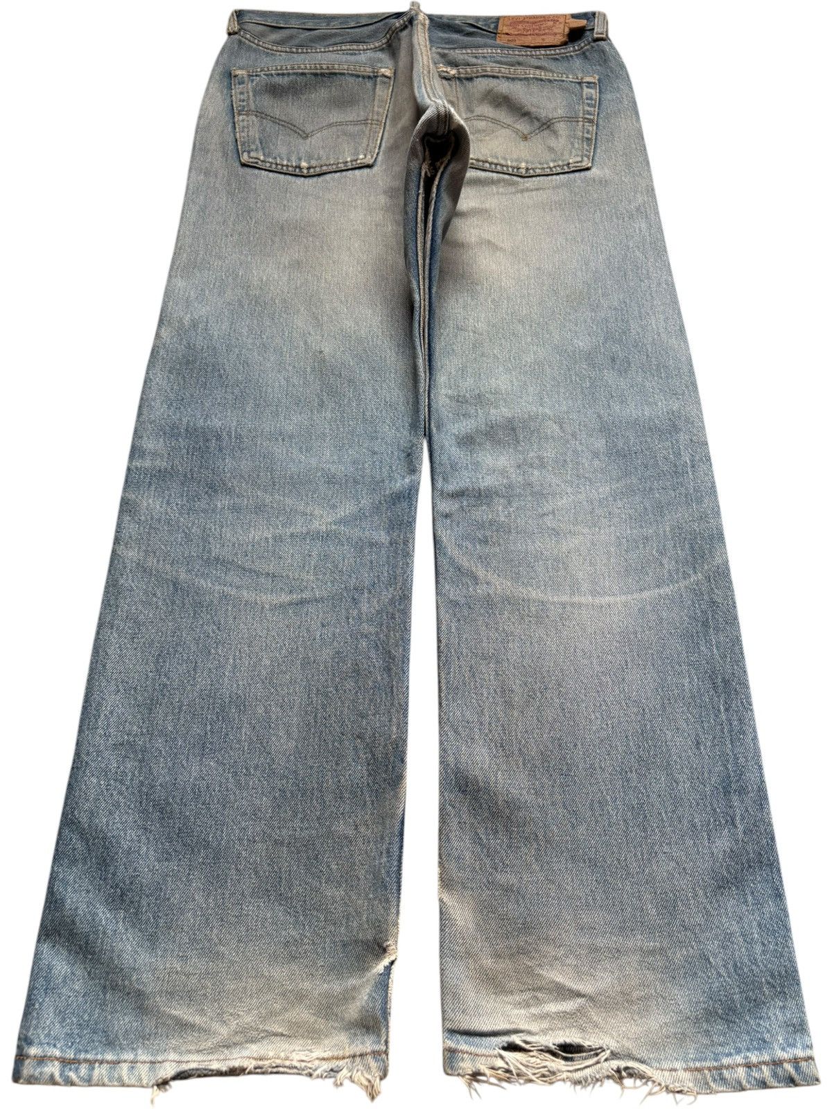 Levi's Vintage 90s Levis 501 Mud Wash Distress Ripped Loose Jeans Size US 34 / EU 50 - 2 Thumbnail
