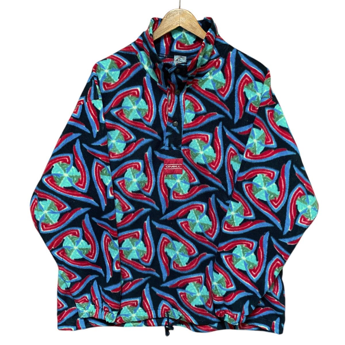 Japanese Brand × O'Neill × Vintage 💥90s ONIELL FLEECE SNAP BUTTON SWETAER OVERPRINT Size US L / EU 52-54 / 3 - 5 Thumbnail