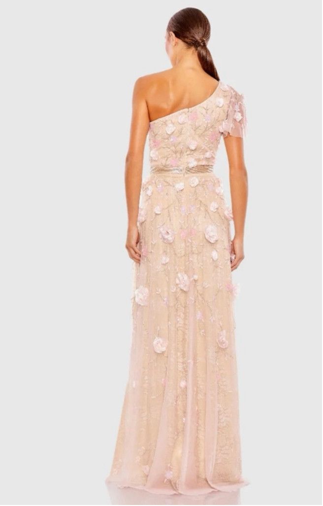 Mac Duggal Mac Duggal Blush Floral Embellished One Shoulder Gown 10 Size L / US 10 / IT 46 - 2 Thumbnail