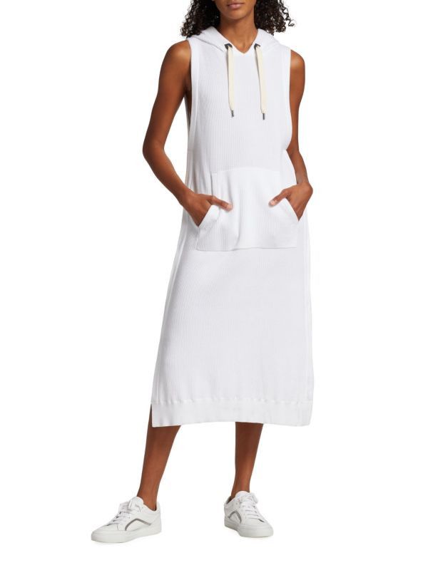 Brunello Cucinelli o1y0725 Midi Dress in White Size S / US 4 / IT 40 - 2 Thumbnail