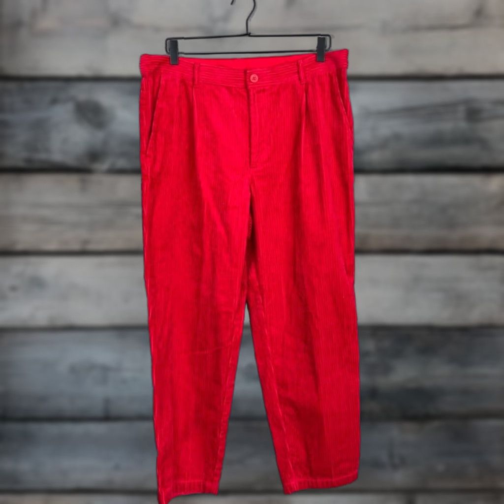 Rowing Blazers VINTAGE Rowing Blazers x Target Corduroy Pants Men 36 x 29 Red Wide Wale Pleated Size 36R - 1 Thumbnail