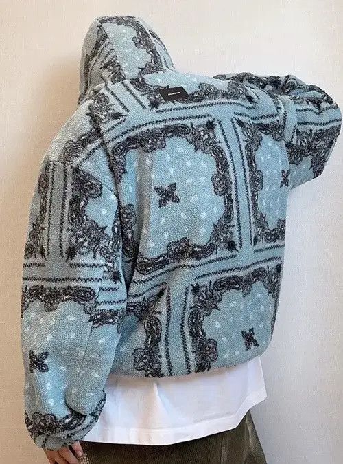 VIBE Retro punk paisley reversible fleece hoodie windbreaker Size US L / EU 52-54 / 3 - 5 Thumbnail