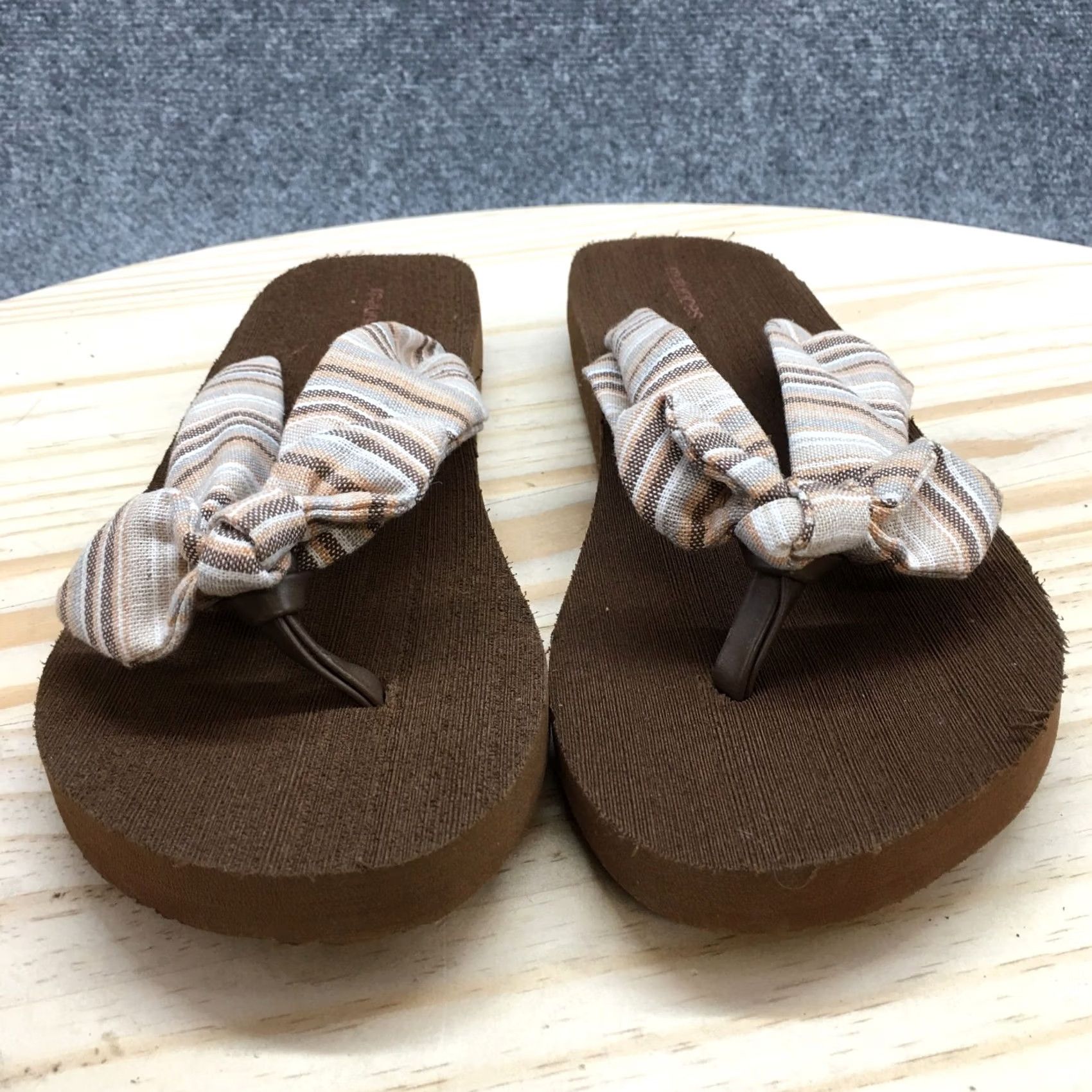 Vintage Maurices Sandals Womens 12 M Leah Flip Flop Beige Striped Toe-Post Comfort NEW Size US 12 / IT 42 - 4 Thumbnail