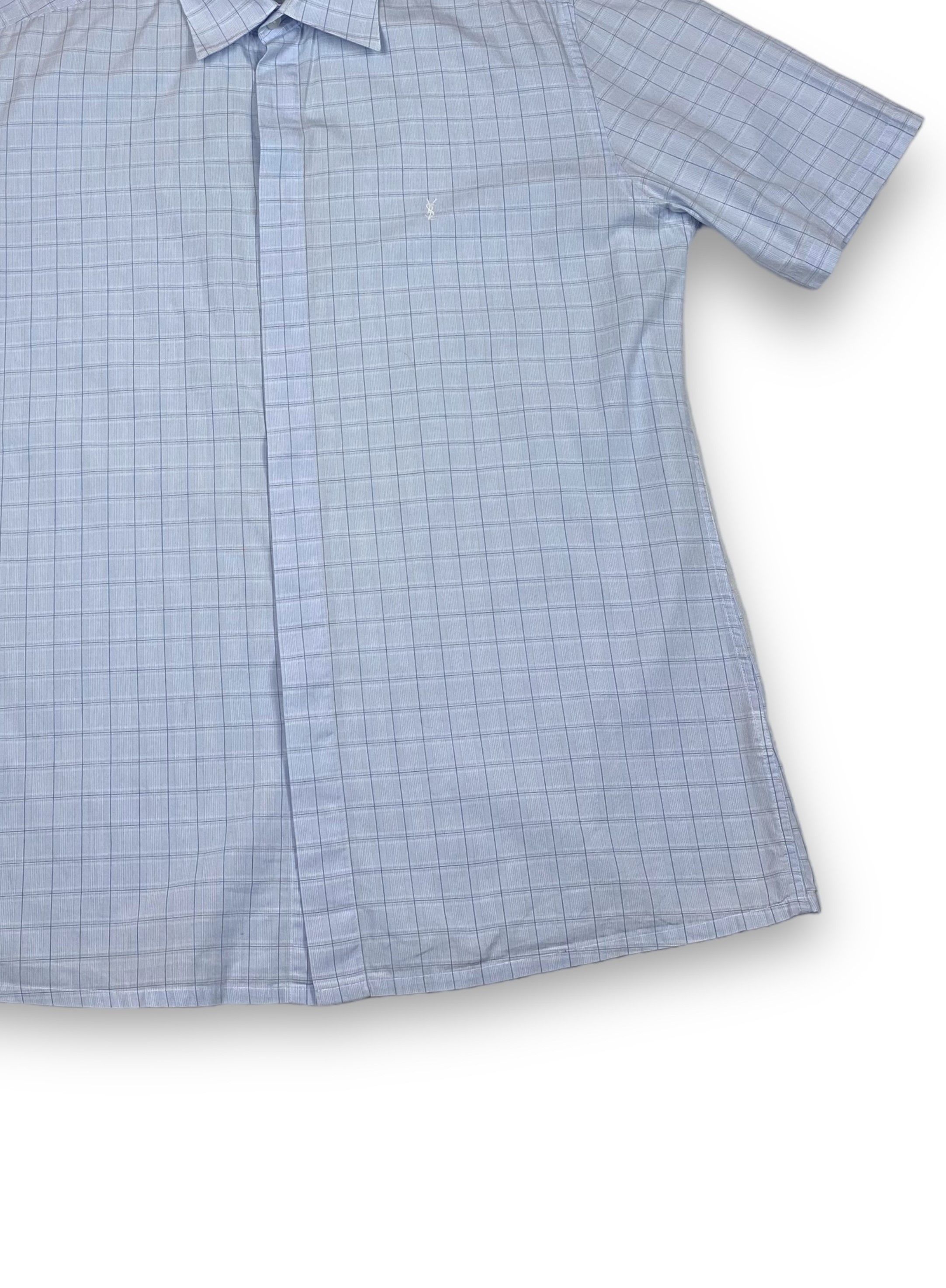 Vintage Vintage YVES SAINT LAUREN Checked Pastel Blue Button Up M788 Size US M / EU 48-50 / 2 - 2 Thumbnail