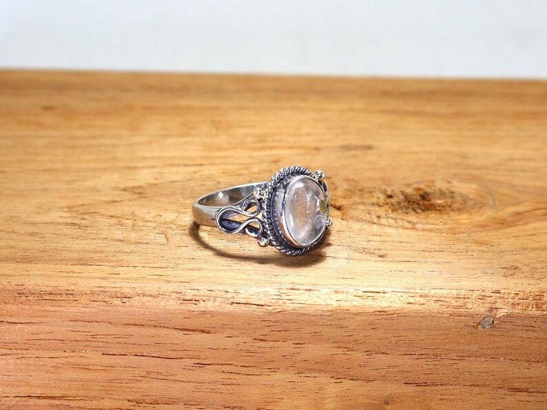 Handmade Clear Quartz Ring, 925 Sterling Silver Handmade Boho Jewelry Size ONE SIZE - 3 Thumbnail