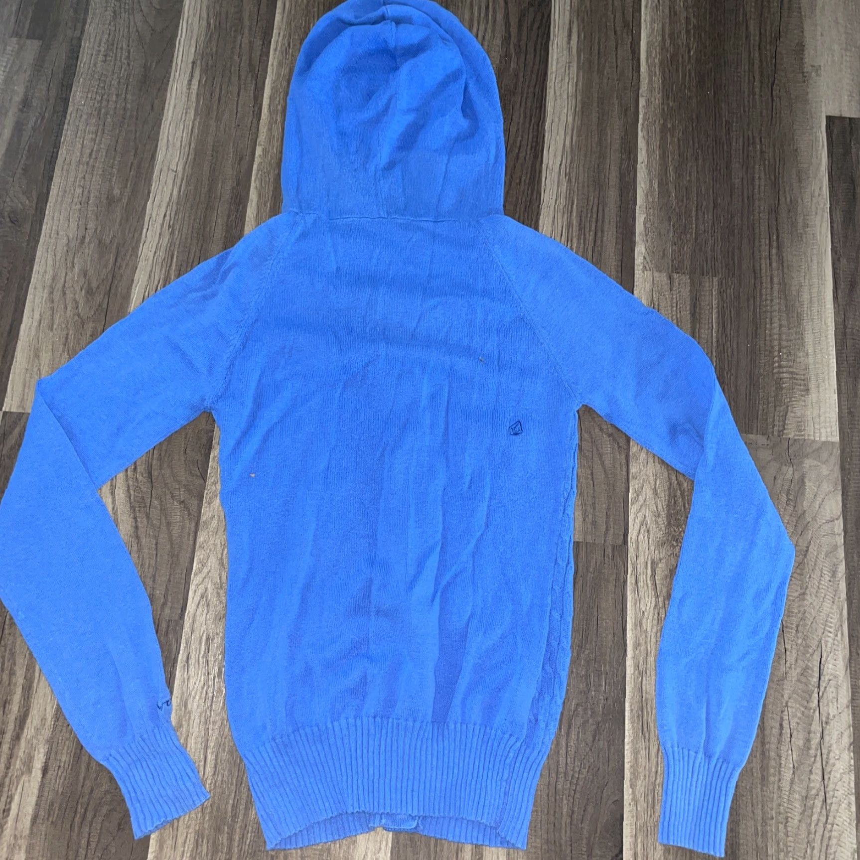 Volcom VINTAGE Volcom Cardigan Hoodie Women M Blue Cable-Knit Sweater 15X22 Y2K Size M / US 6-8 / IT 42-44 - 4 Thumbnail