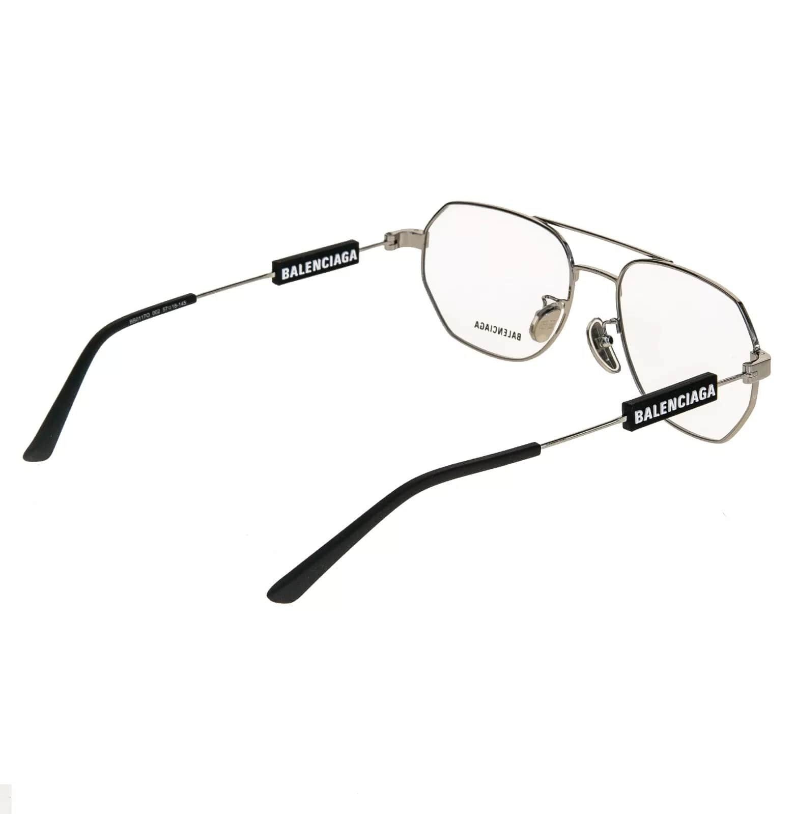 Balenciaga BALENCIAGA TAG 0117 Silver Black Unisex Eyeglass GG0117O 002 Size ONE SIZE - 2 Thumbnail
