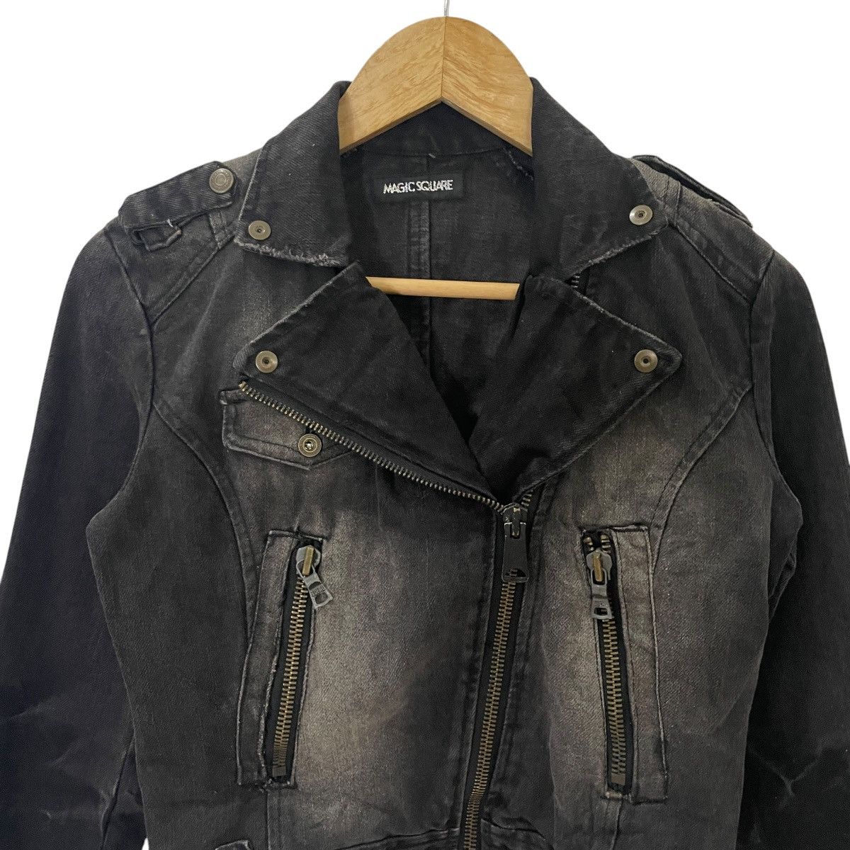 Other Vintage Y2k Magic Square Bikers Denim Jacket Size M / US 6-8 / IT 42-44 - 2 Thumbnail