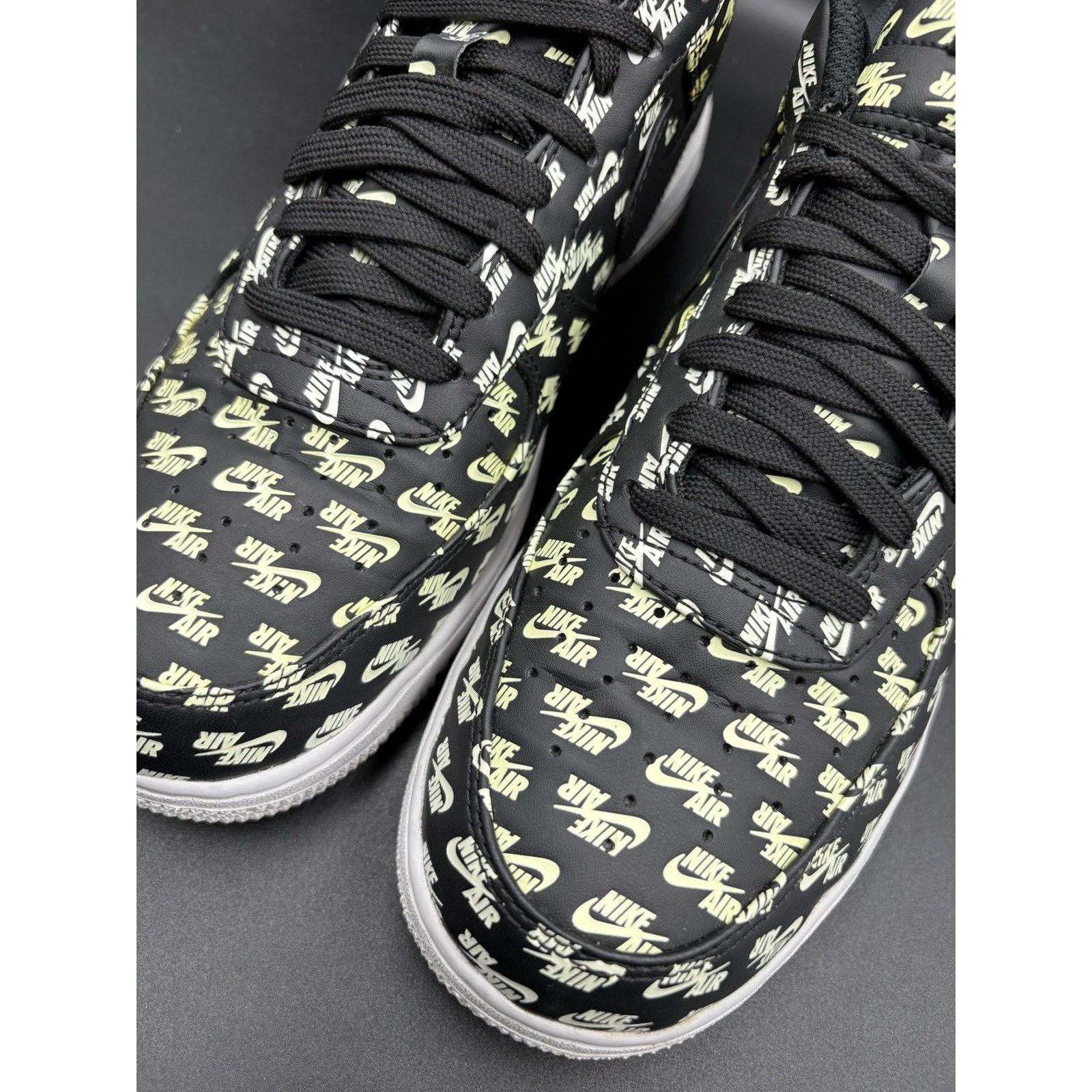 Nike Size 9.5- Nike Air Force 1 '07 QS Low All Over Logo Black Size US 9.5 / EU 42-43 - 4 Thumbnail